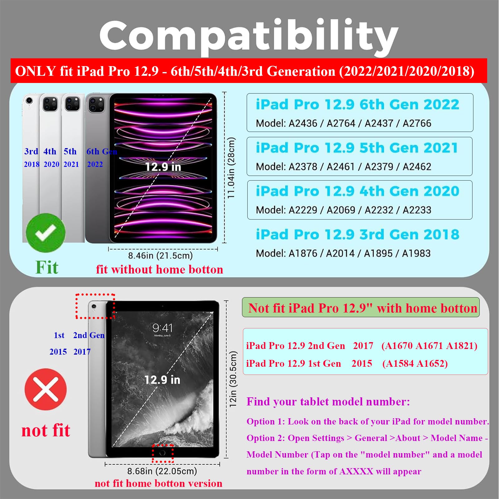 Uucovers Clear Stand Case For Ipad Pro 12.9 Inch 6Th/5Th/4Th/3Rd Generation (2022/2021/2020/2018) With Pencil Stylus Pen Holder/