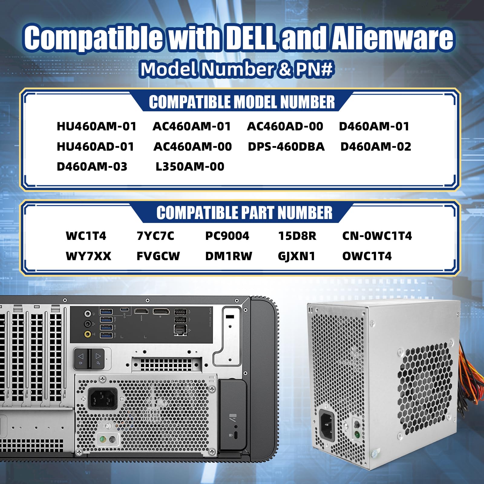 Upgraded Hu460Am 01 Wc1T4 D460Am 03 460W Power Supply Compatible With Dell Xps 8930 8920 8910 8900 8700 8300 Alien Ware Aurora R