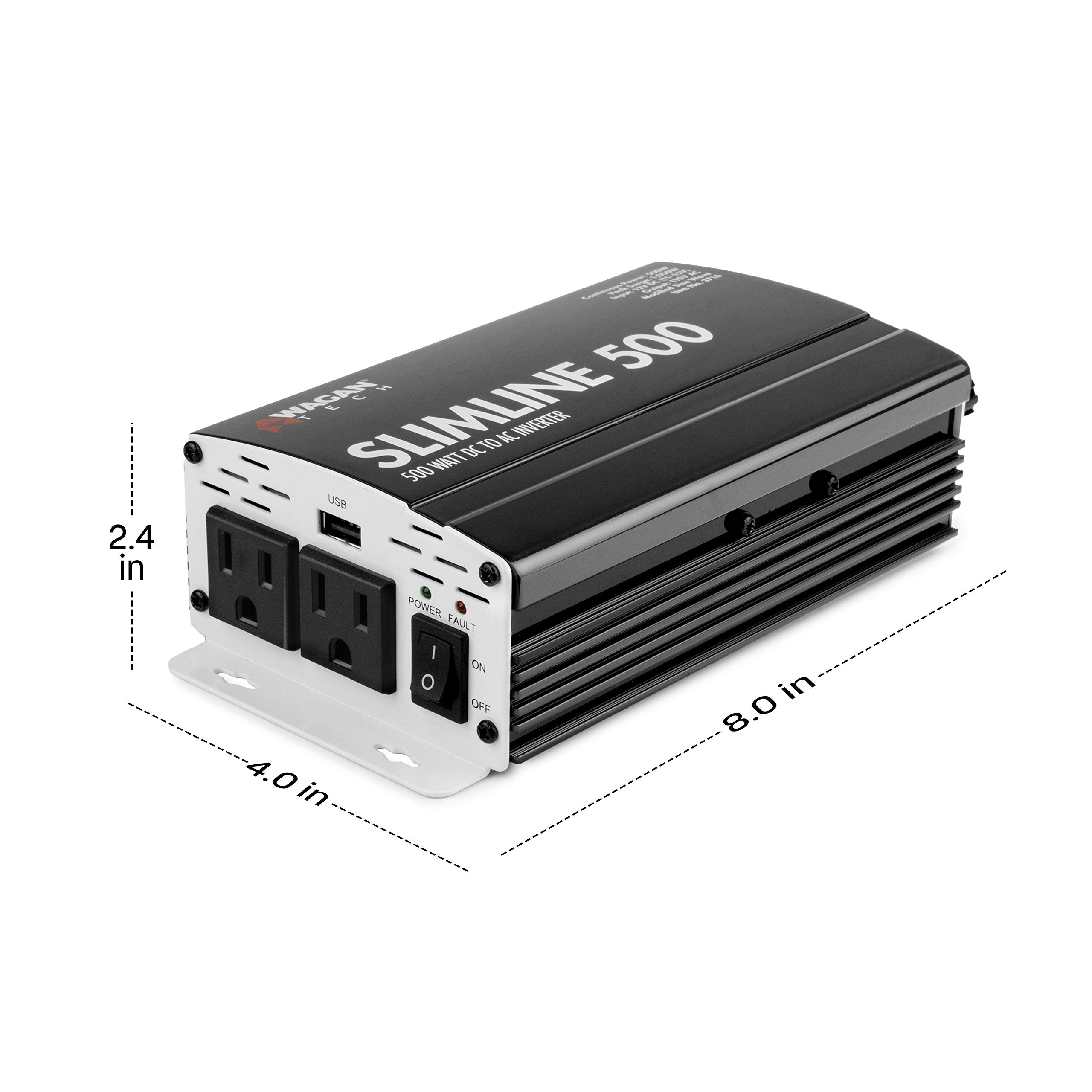 Wagan El3716 500W Slim Line Ac To Dc Power Inverter 500W Truerated Continuous 1000W Surge Power Dc 12V To Ac 110V Power Inverter