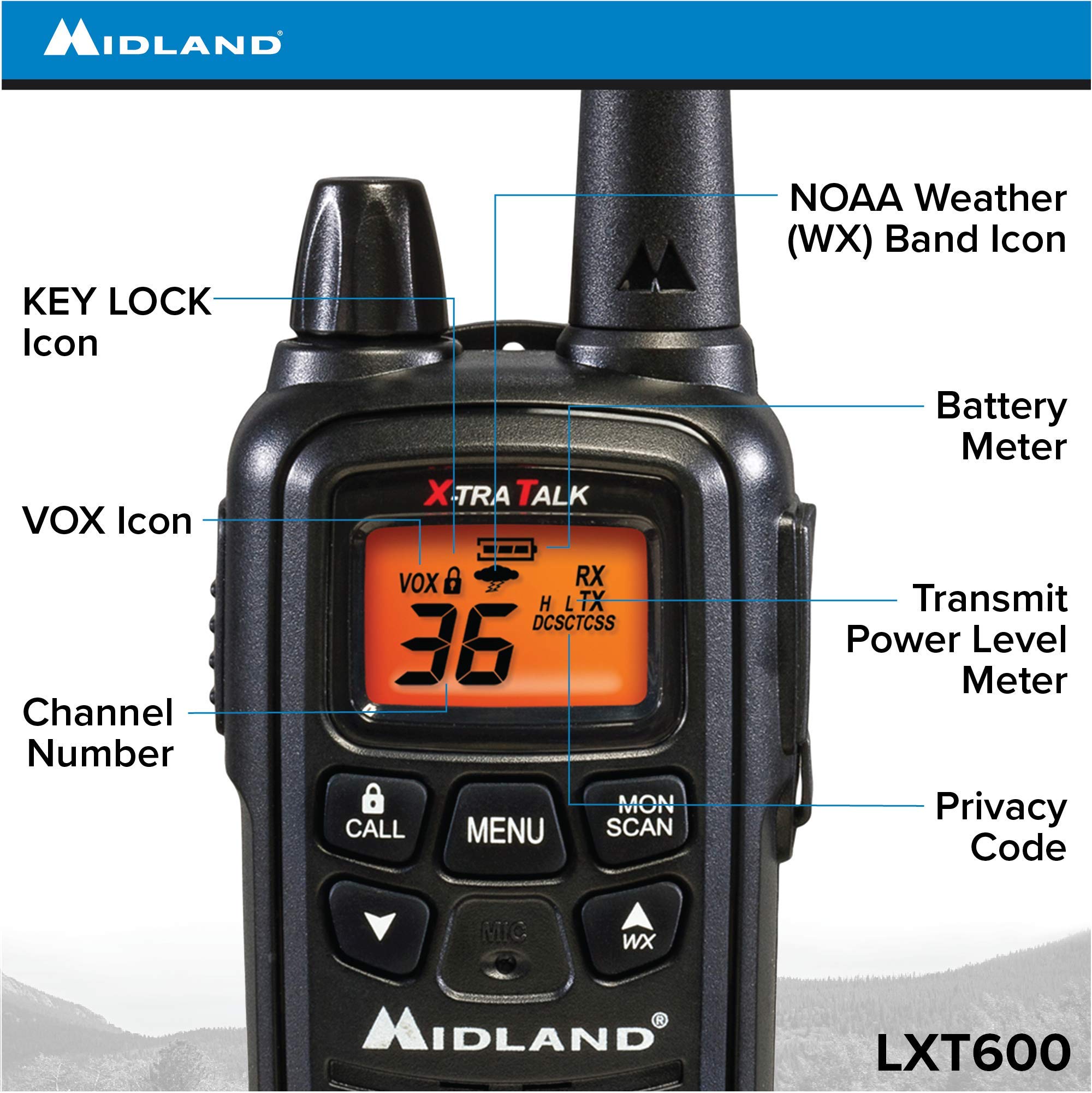 Midland Lxt600Vp3 36 Channel Frs Two Way Radio   Up To 30 Mile Range Walkie Talkie   Black (Pack Of 12)