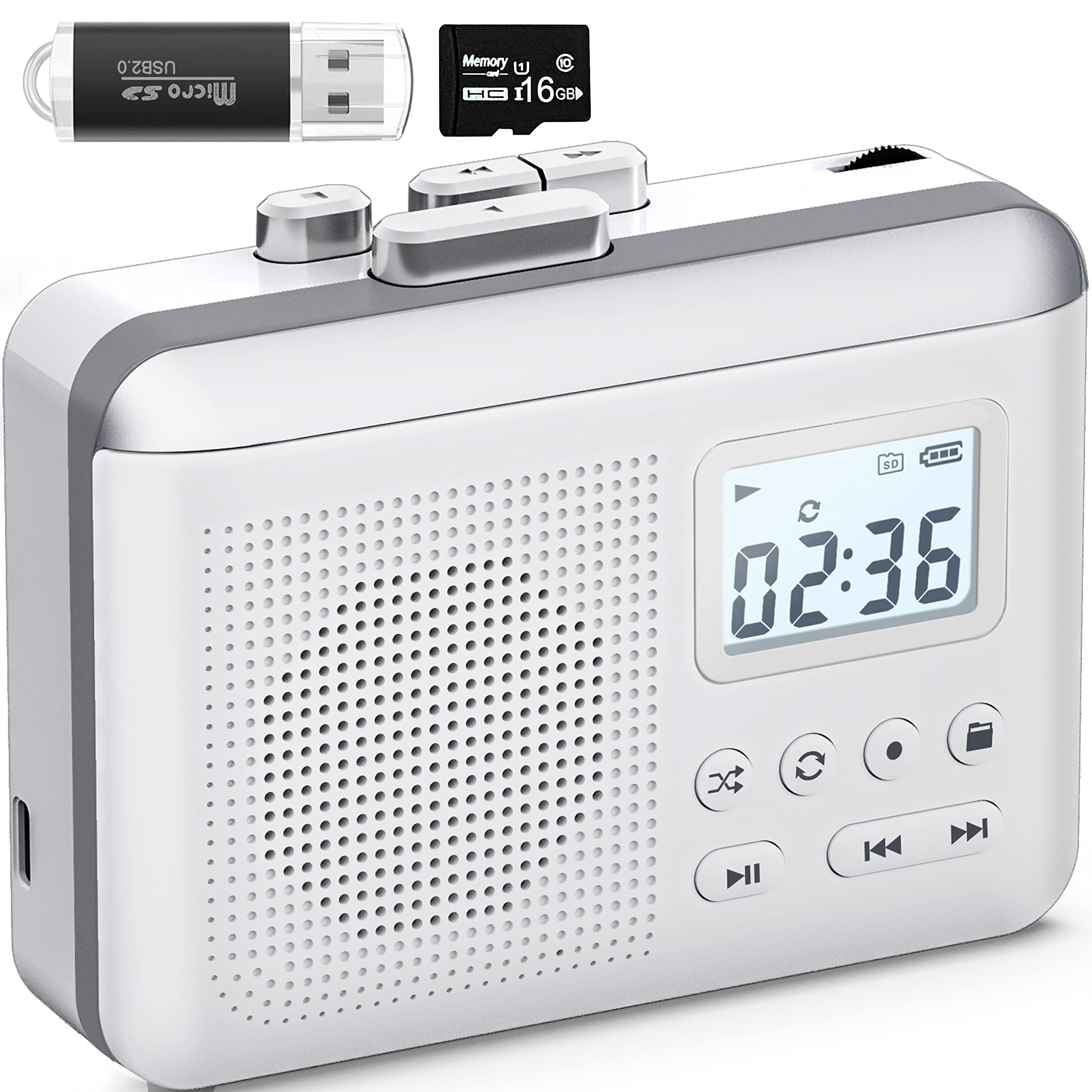 Gracioso Portable Cassette Player Recorder Converter,Cassette To Mp3 Via Sd Card, Walkman Cassette Tape Player With 1000Mah Rech