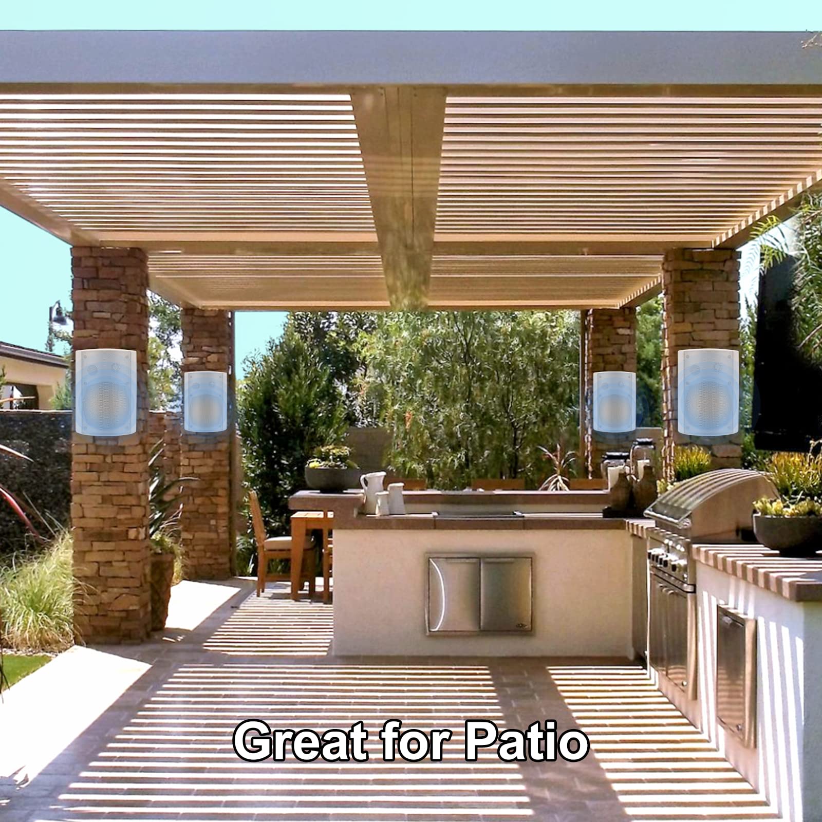 Studiofinix 5.25 Inch 600W Outdoor Speakers Waterproof Wired, Passive Wall Mount Speakers For Patio Garage Home,2 Pairs (White)