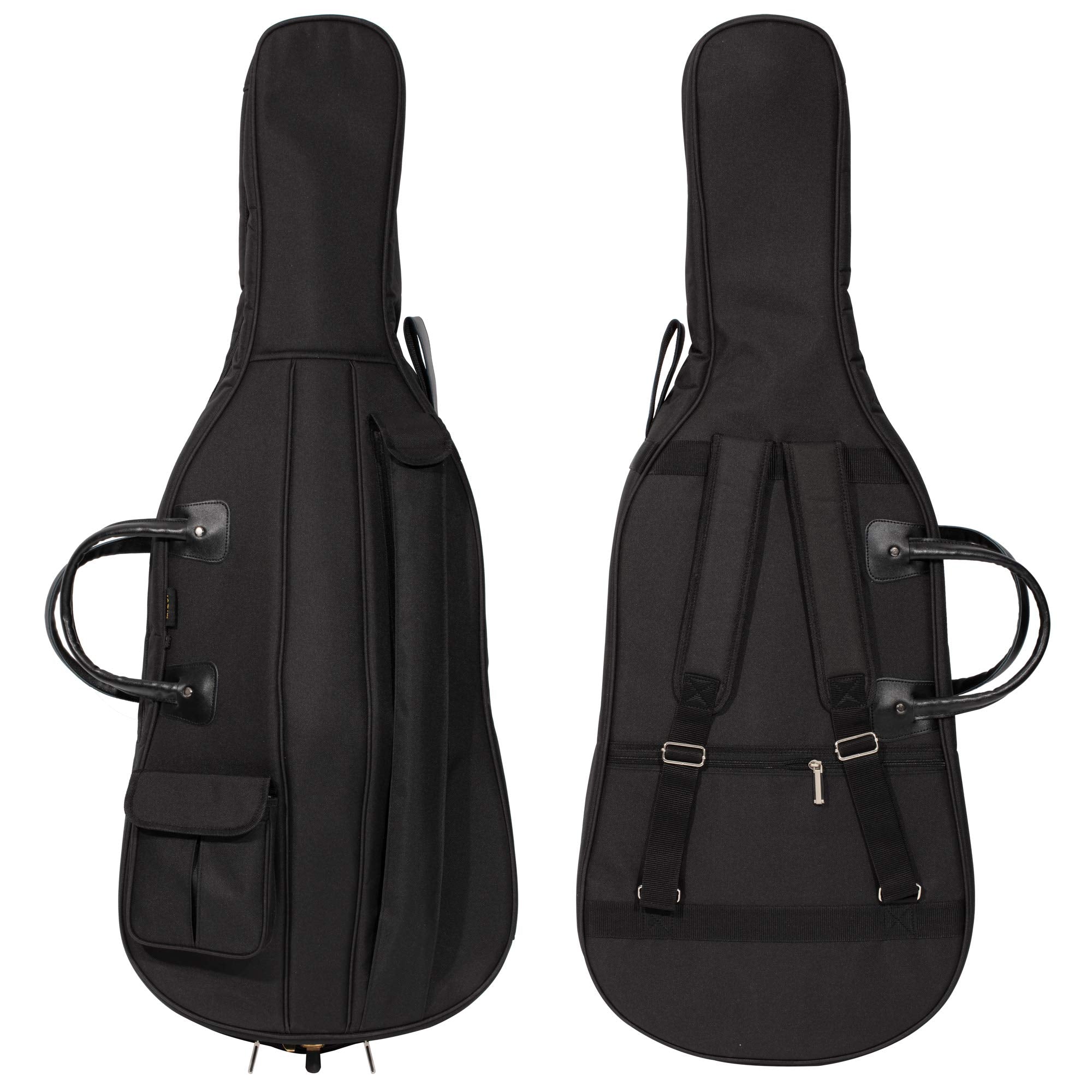 MI&VI CB-5001 Cello Soft Case Travel Gig Bag (1/2 & 2/4 Size) With Multiple Pockets and Adjustable Backpack Straps | 12mm Thick 