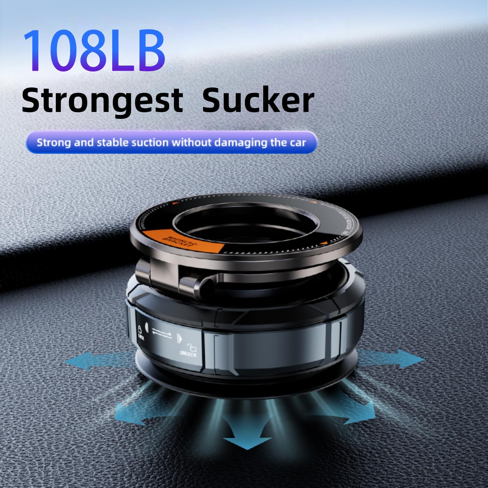 Car Phone Holder For Magsafe Strongest Suction Vacuum Magnetic 360 Adjustable Dashboard Windshield Phone Mount, Universal Automo