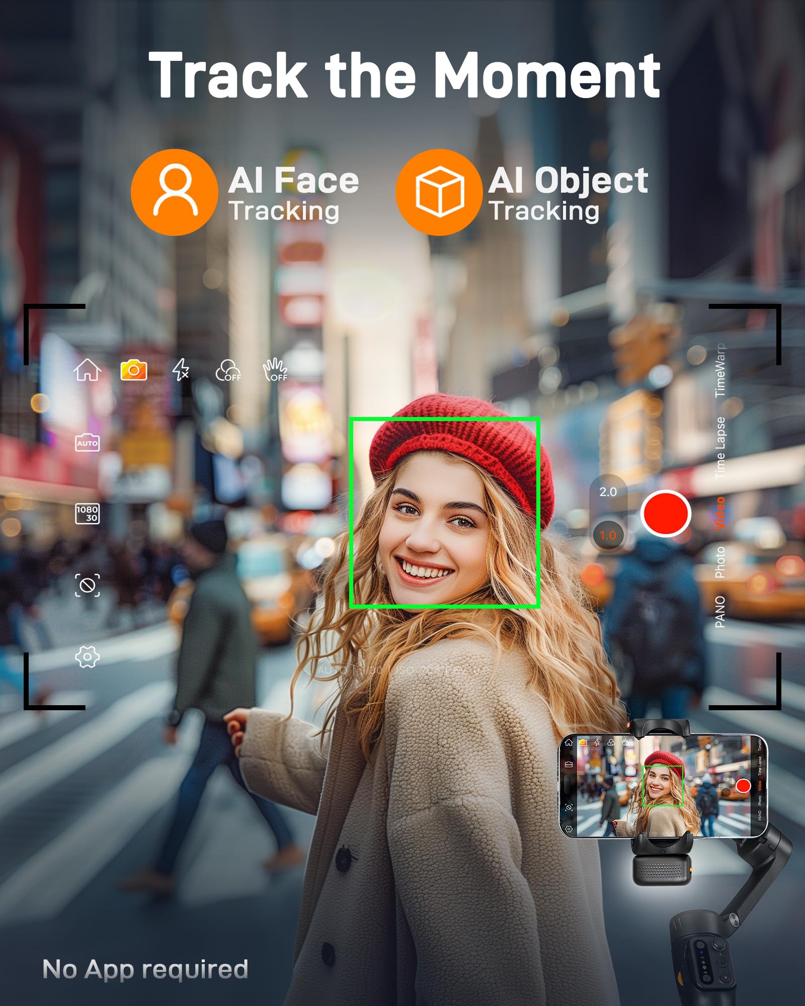 Hohem Isteady V3 Gimbal Stabilizer For Iphone, 3-Axis Phone Gimbal, Magnetic Ai Tracker, Built-In Extendable Rod & Tripod, Detac