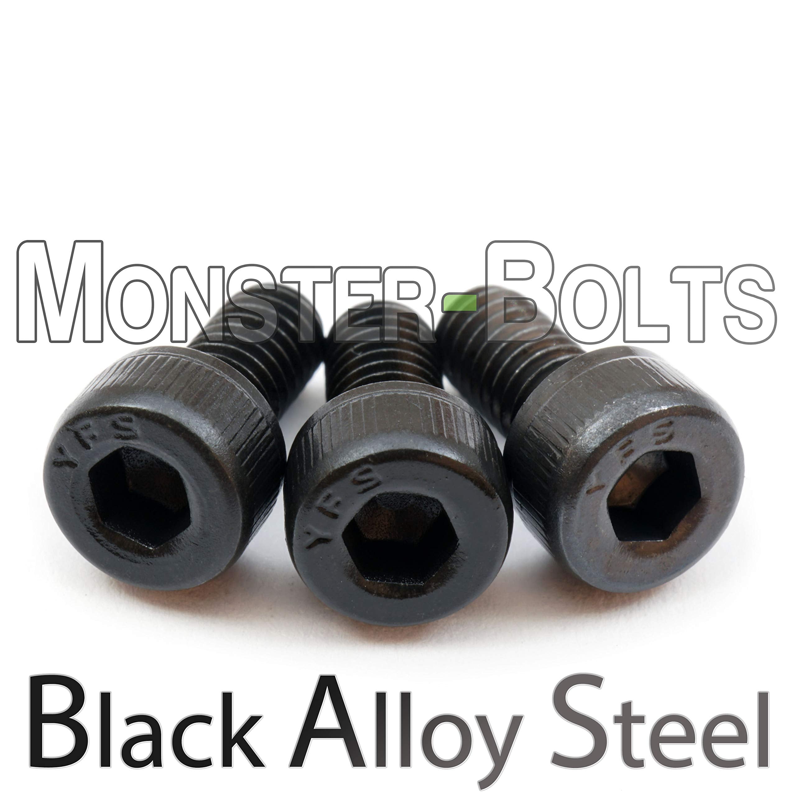 Stainless/Black Alloy Steel/Titanium - Floyd Rose Style Guitar Locking Nut Screws Set - Monsterbolts (Qty 4, Black)