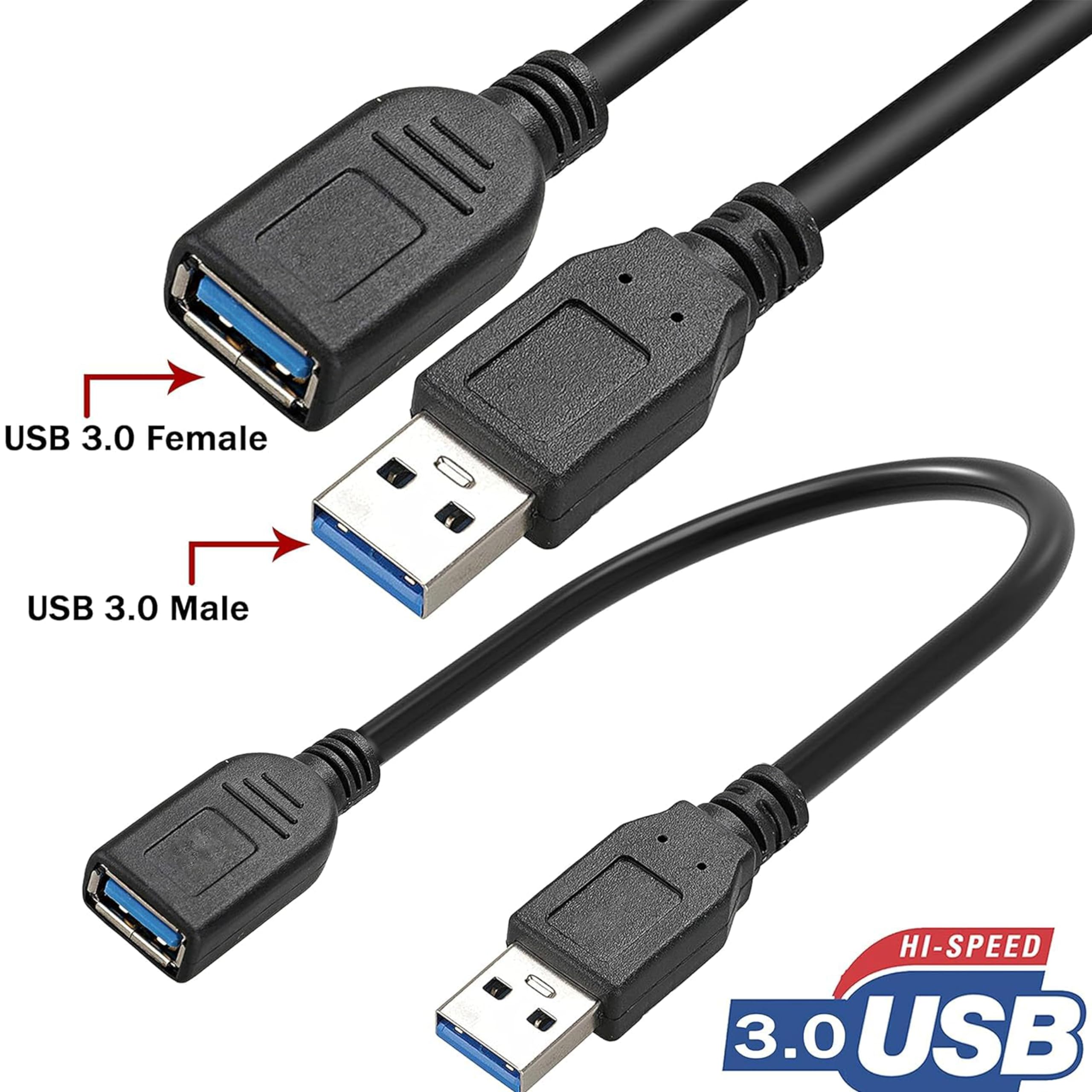 Saitech It 6 Pack 15Cm Short Usb 3.0 Male A To Female A Extension Cable 5Gbps For Laptop/Pc/Mac/Printers  Black