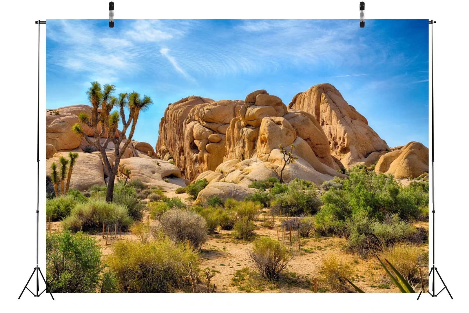 Beleco 7X5Ft Fabric Desert Backdrop Joshua Tree National Park Photography Backdrop Odd Trees Rocky Mountains Natural Scenery Hol