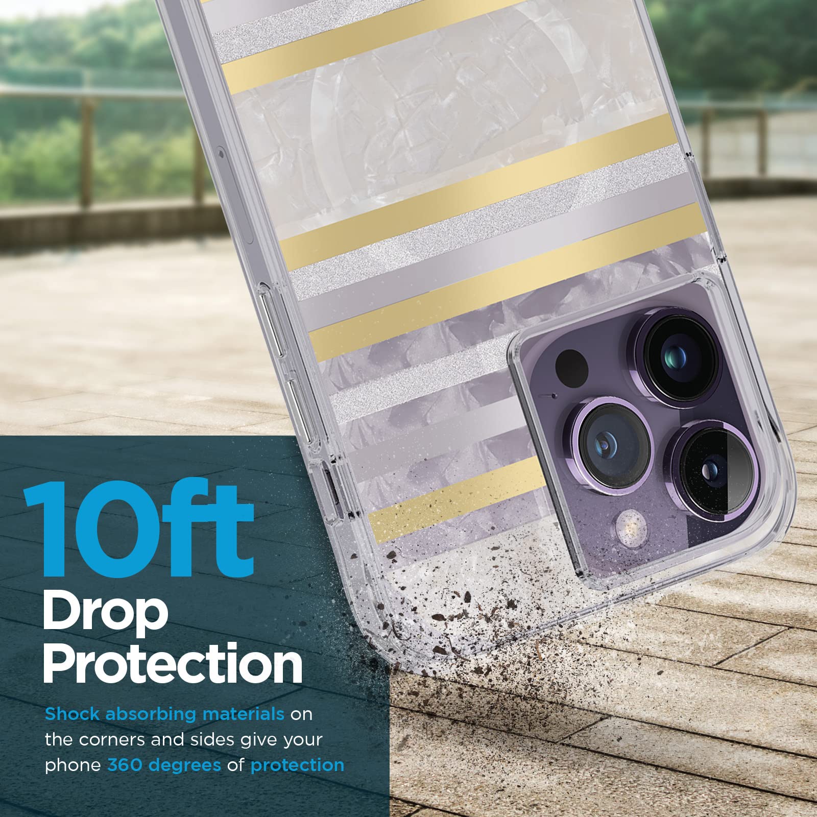 Case Mate Iphone 14 Pro Max Case   Pearl Stripes   10Ft Drop Protection   Compatible With Magsafe & Wireless Charging   Luxury C