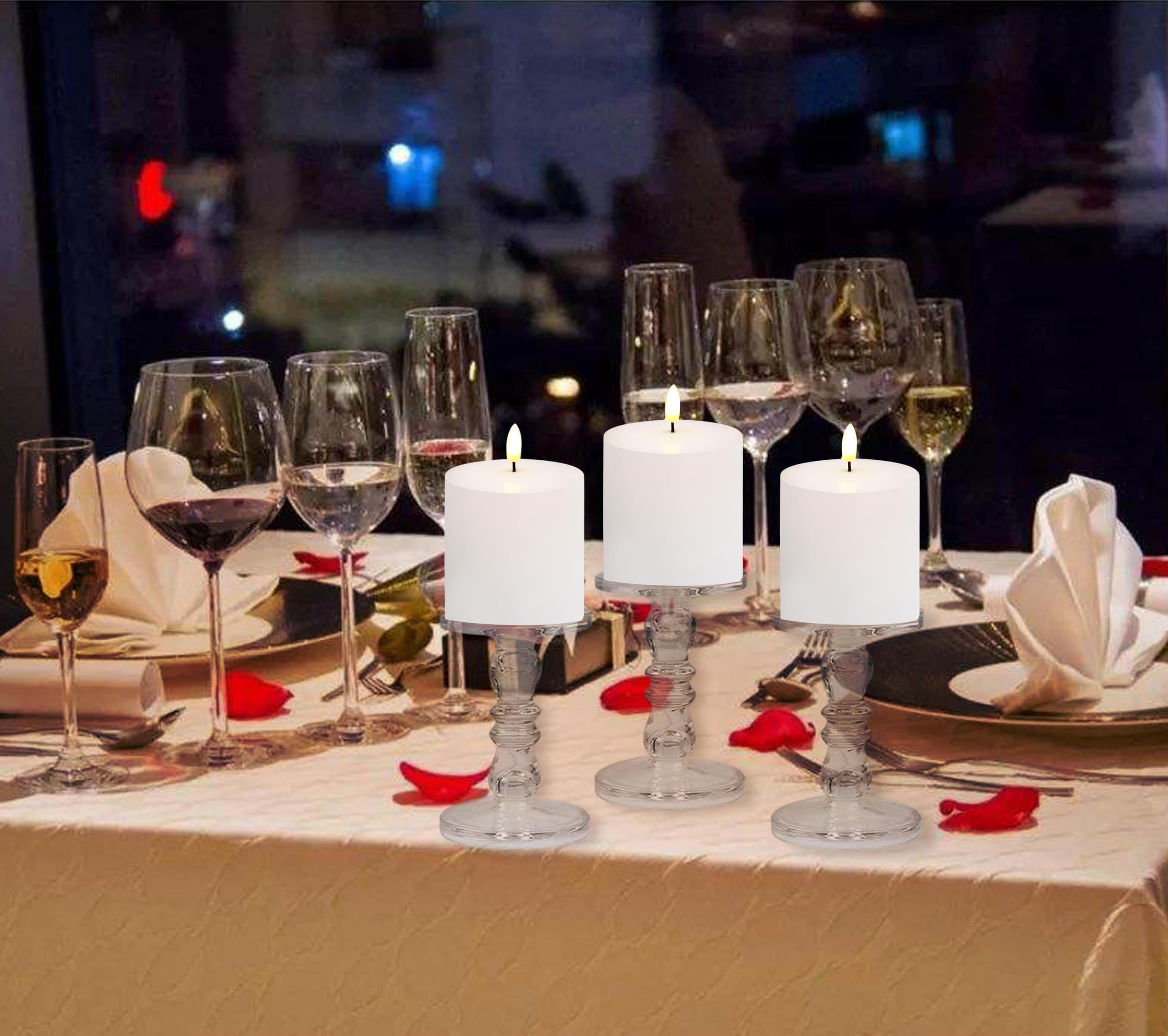 Bilymate White Wax Flameless Candles,Battery Operated Led Pillar Candles With Remote And Timer For Valentines Home Wedding Birth