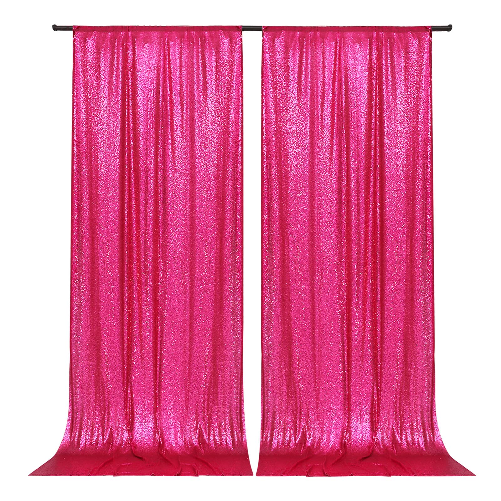 Partydelight Hot Pink 2 Panels Sequin Backdrop Photography Christmas Backdrop 5Ft X 10Ft