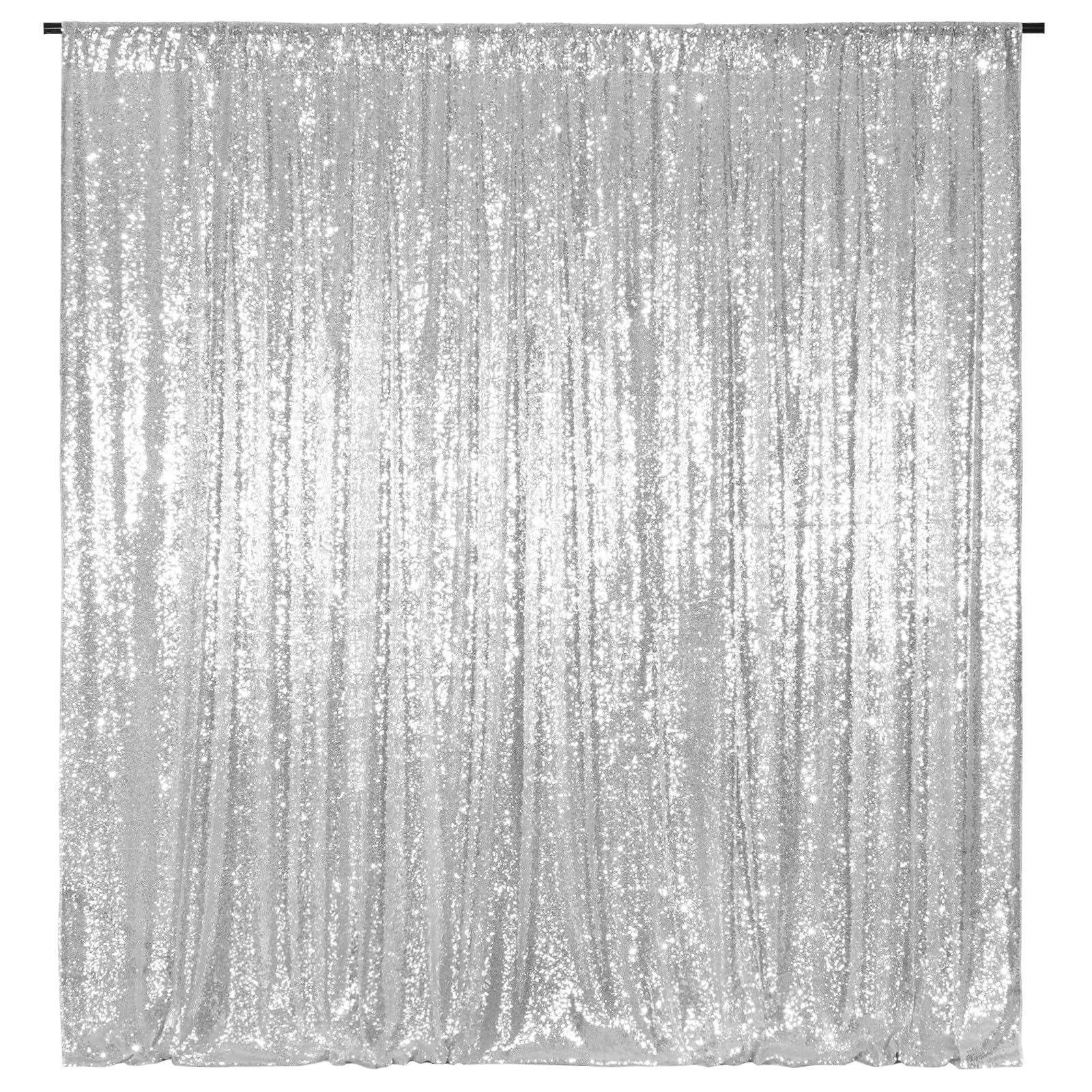 Poise3Ehome Silver Backdrop,8Ft X 10Ft Silver Sequin Photography Backdrop Curtain For Party Decoration