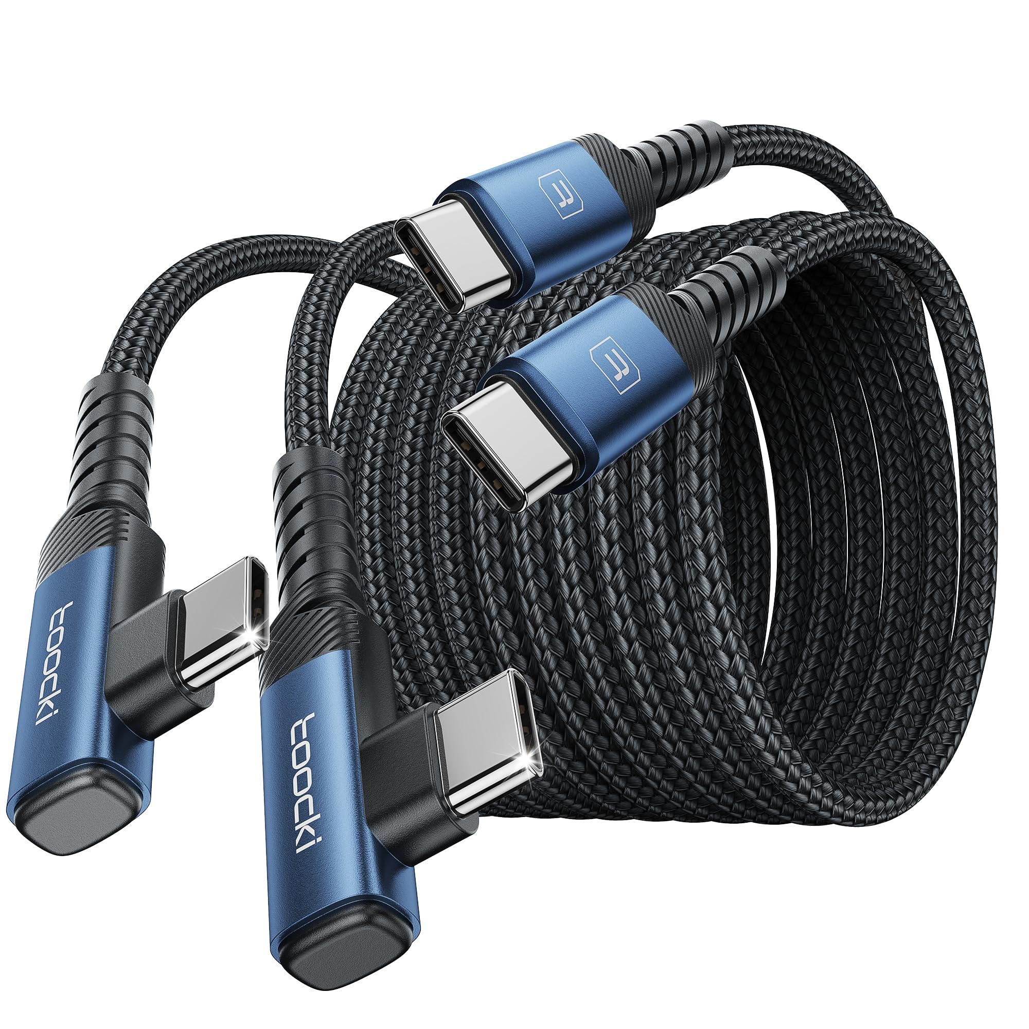 Toocki Usb C To Usb C Charger Cable(10Ft, 2Pack), 60W Type C Charging Cable Cord, Right Angle Fast Charging Usbc To Usbc Cable F