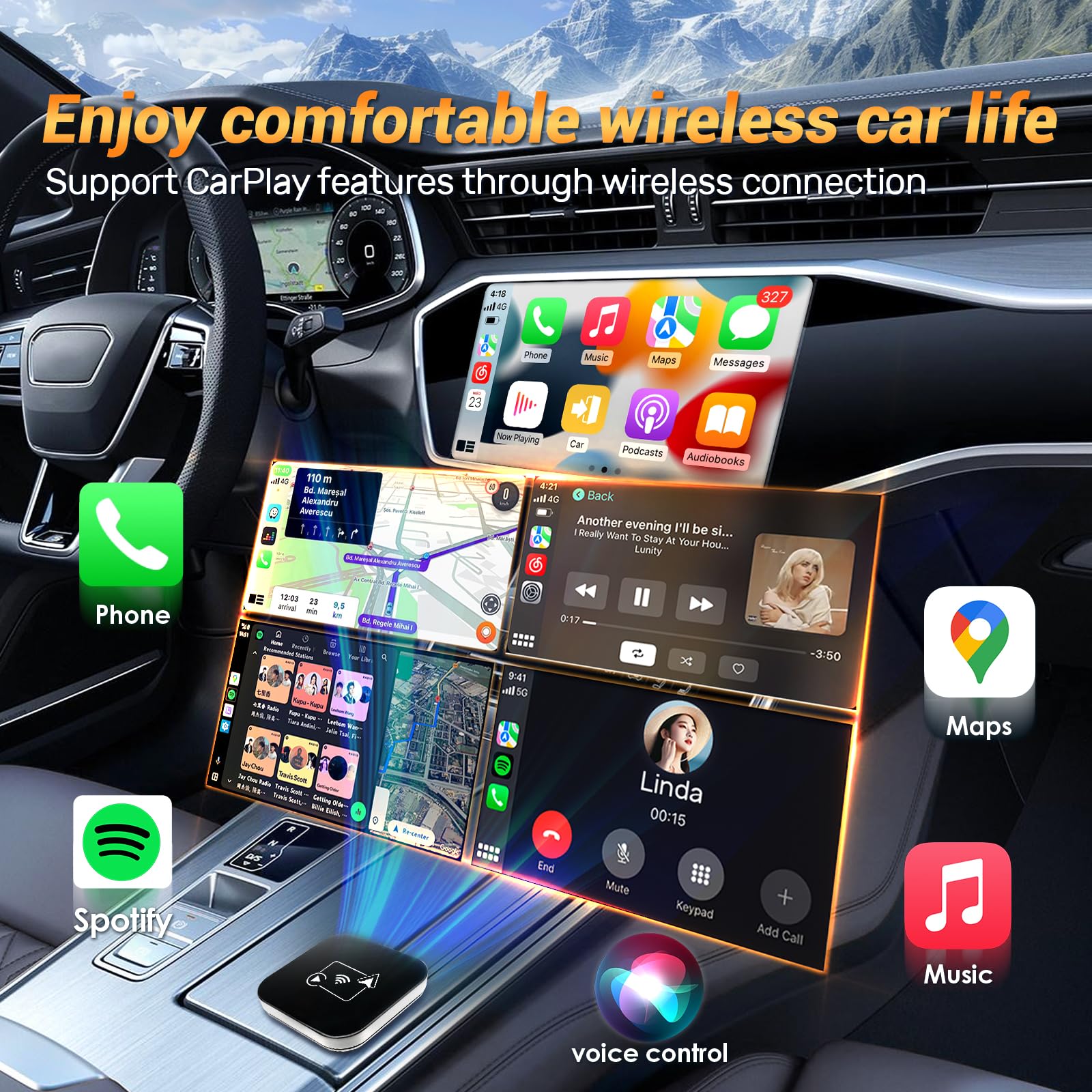 Lasertail Wireless Carplay Adapter Ai Box For Oem Wired Carplay/Android Auto To Wireless Connection Plug And Play Dongle Magic B