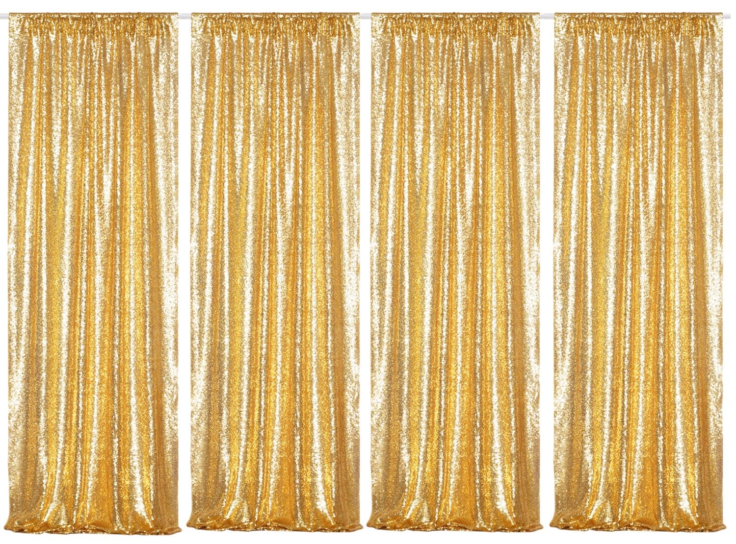 Poise3Ehome Gold Sequin Backdrop Curtains, 4 Panels Gold Sequin Backdrop, 2Ftx8Ft Sequin Curtains For Party Wedding Sequence Bac