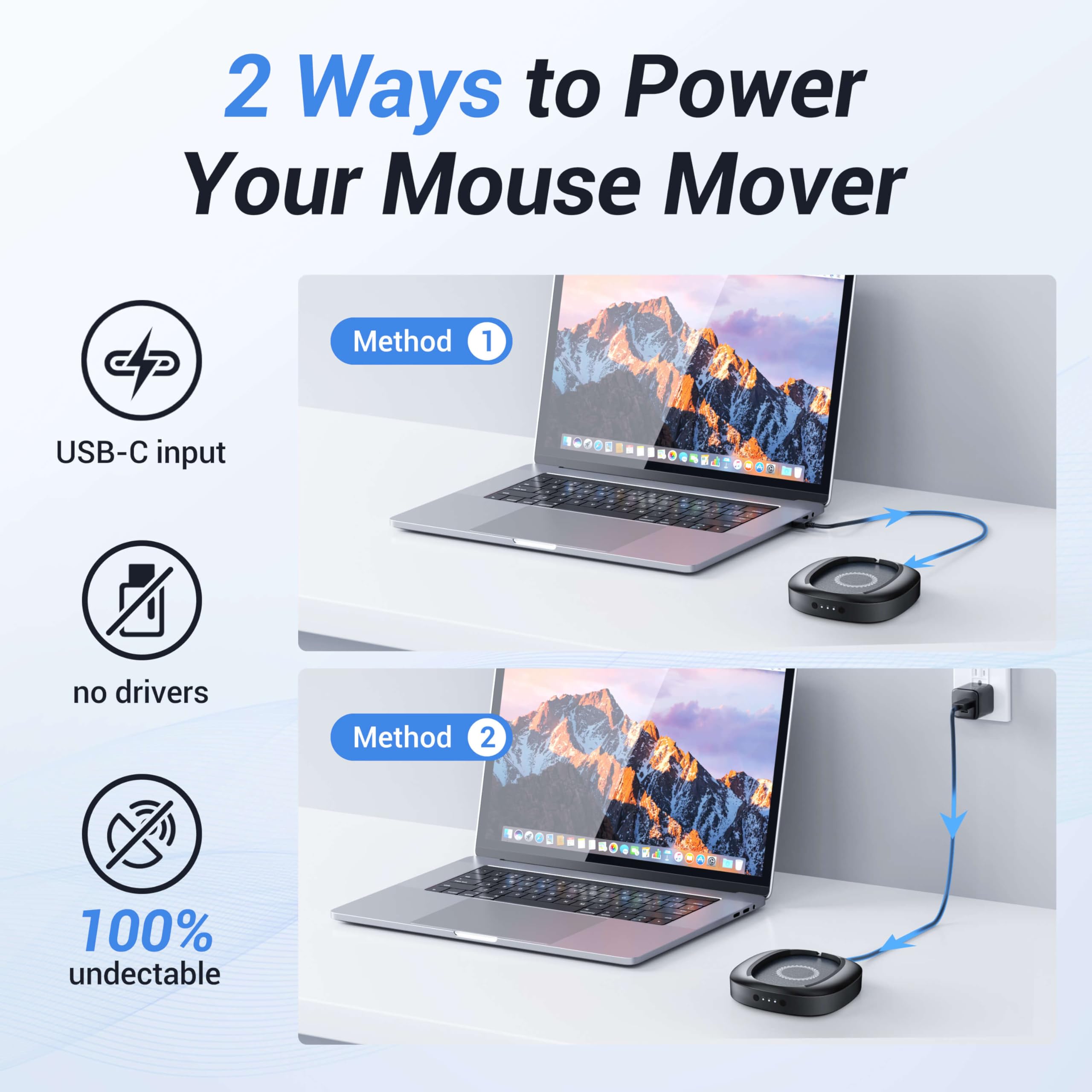 Mekass Mouse Jiggler Undetectable With Timer, Ultra Silent Mouse Mover Device To Keep Computer Pc Laptop Alive, Automatic Mouse
