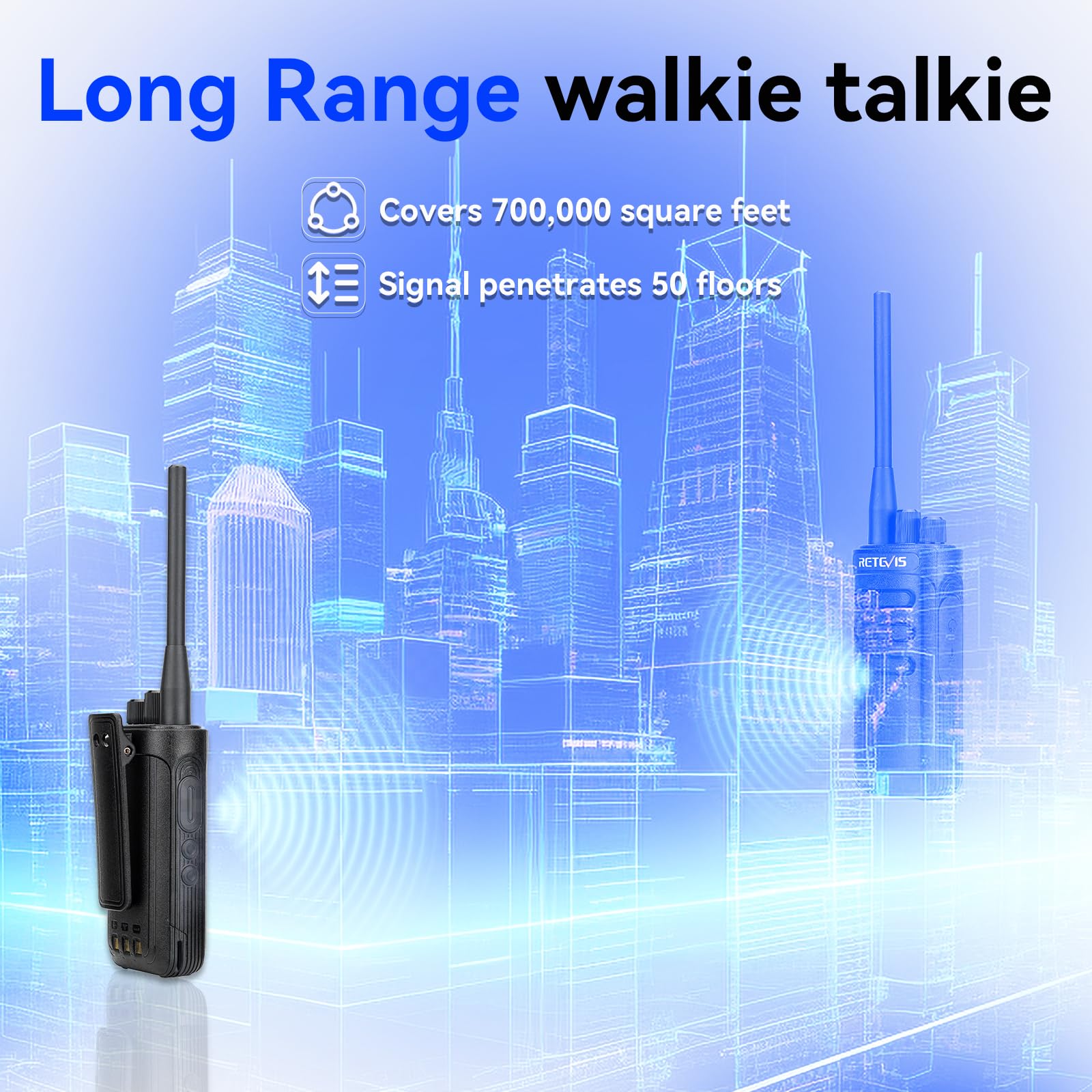 Retevis Rb85 2 Way Radio For Adults Long Range,High Power Professional Walkie Talkies With Earpiece,Rechargeable Two Way Radios,