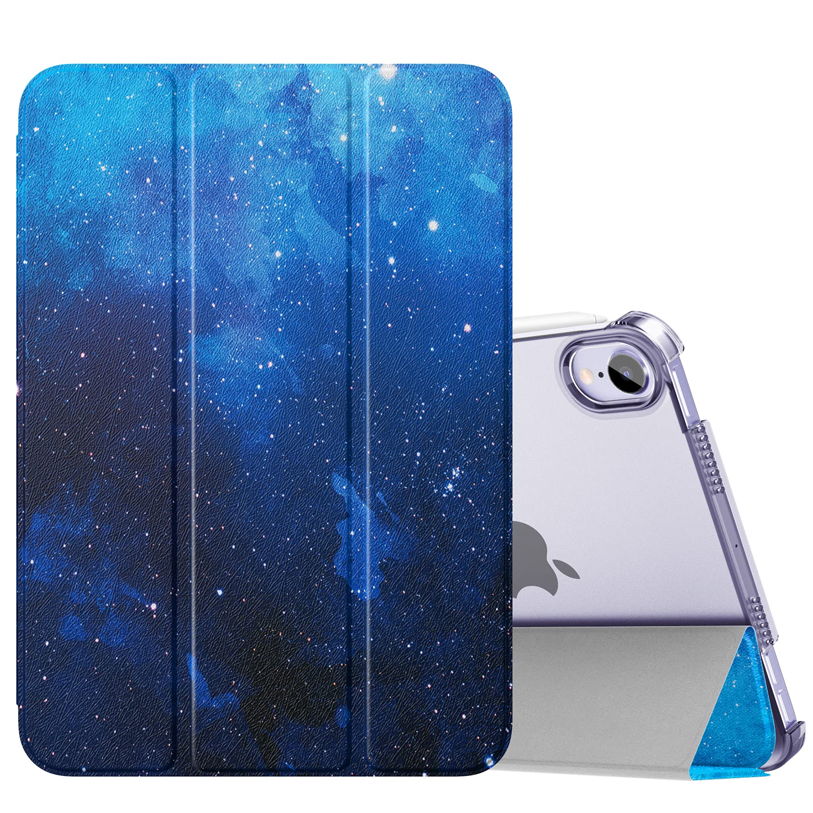 MoKo for iPad Mini 7 (A17 Pro) Case 2024,iPad Mini 6 Case 2021,8.3 inch iPad Mini 7th/6th Generation Case,Slim Lightweight Hard Back Shell Stand Cover for iPad Mini 2024 with Touch ID, Blue Sky Star