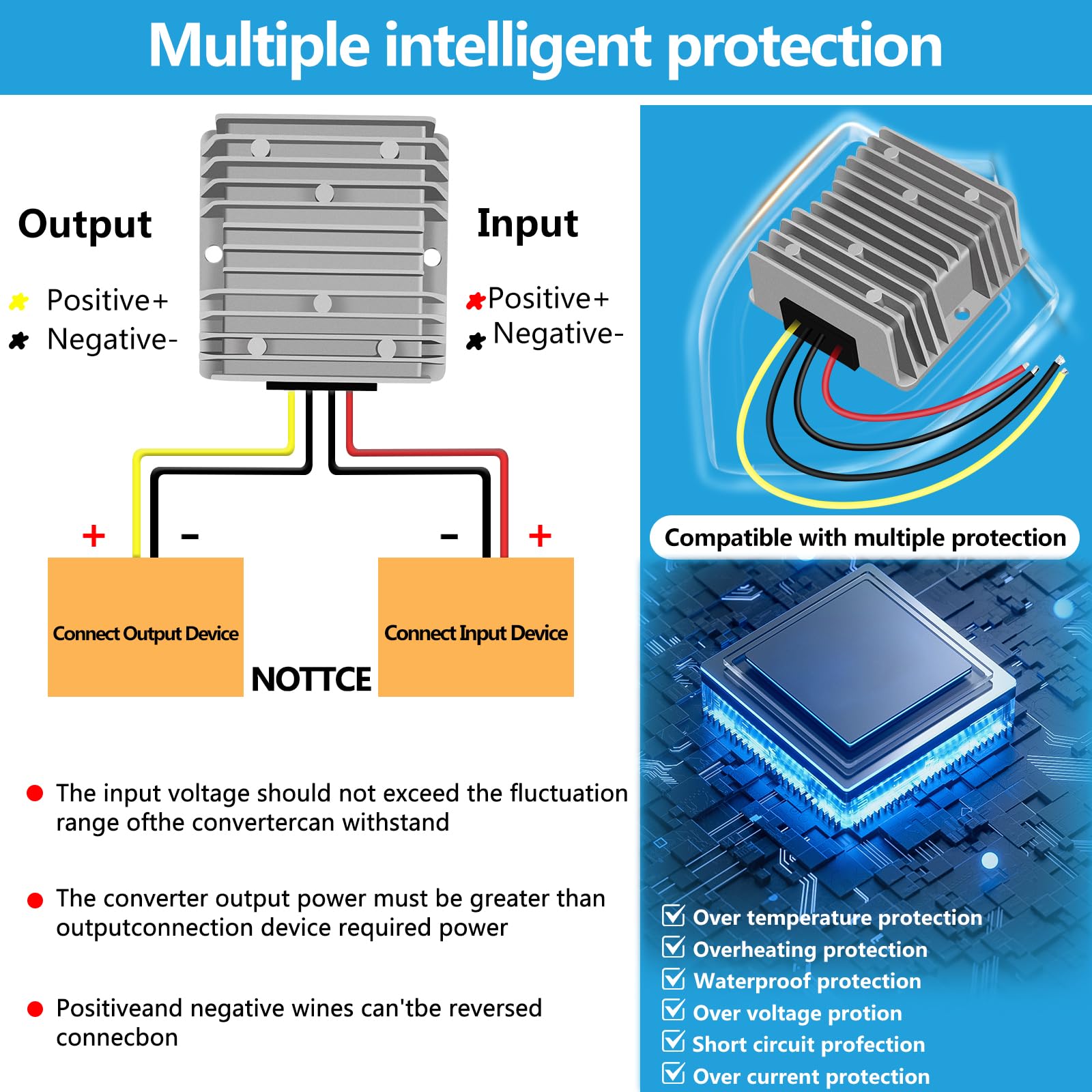 Yrdzxg 10A 12V To 24V 240W Dc Step Up Converter, Regulator, Boost Converter, For Led Club Car Light Bar, Ip68 Waterproof Power M