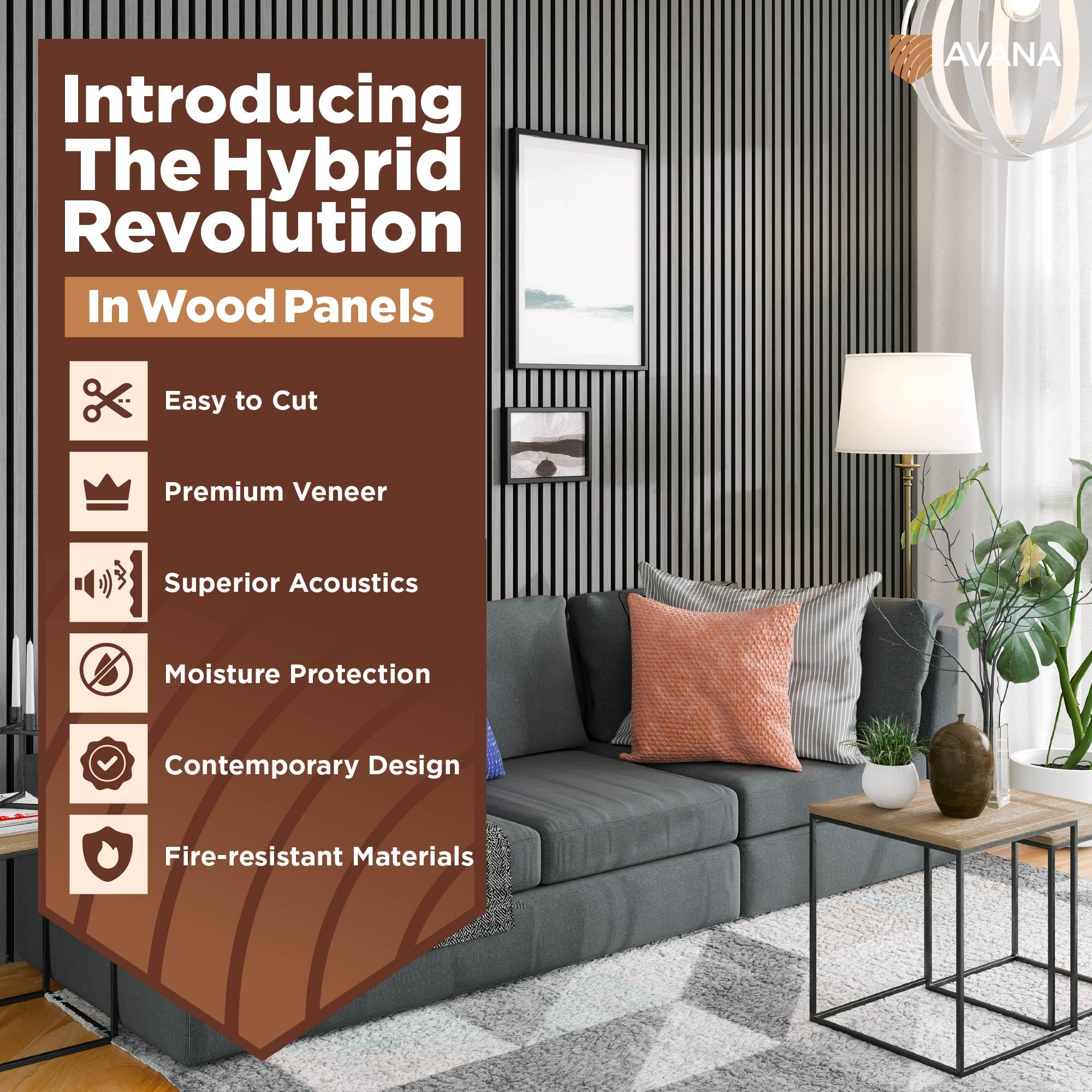 Avana Modern Acoustic Wood Wall Panels   47.2 X 12.6 Inch Gray Oak Acoustic Panels 1 Pc   Wall Panels For Interior Wall Decor Fo