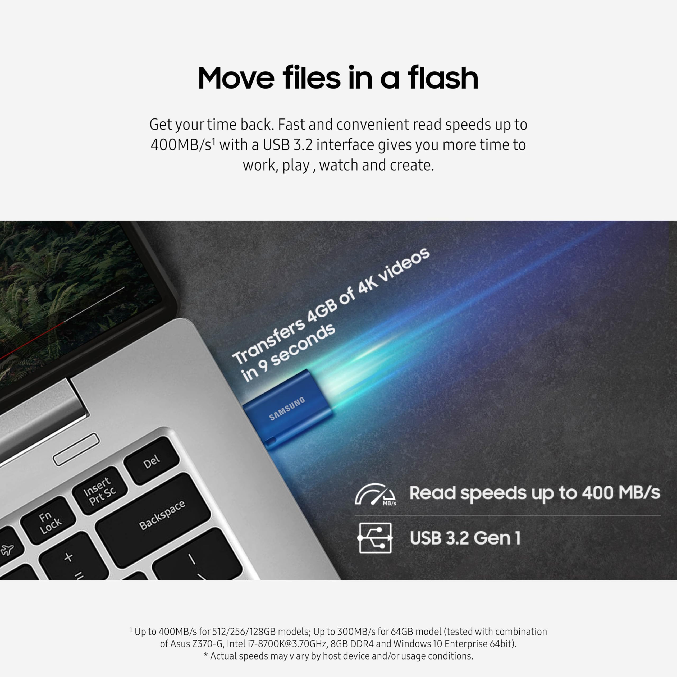 Samsung Type-C Usb Flash Drive, 512Gb, Transfers 4Gb Files In 11 Secs W/Up To 400Mb/S 3.13 Read Speeds, Compatible W/Usb 3.0/2.0