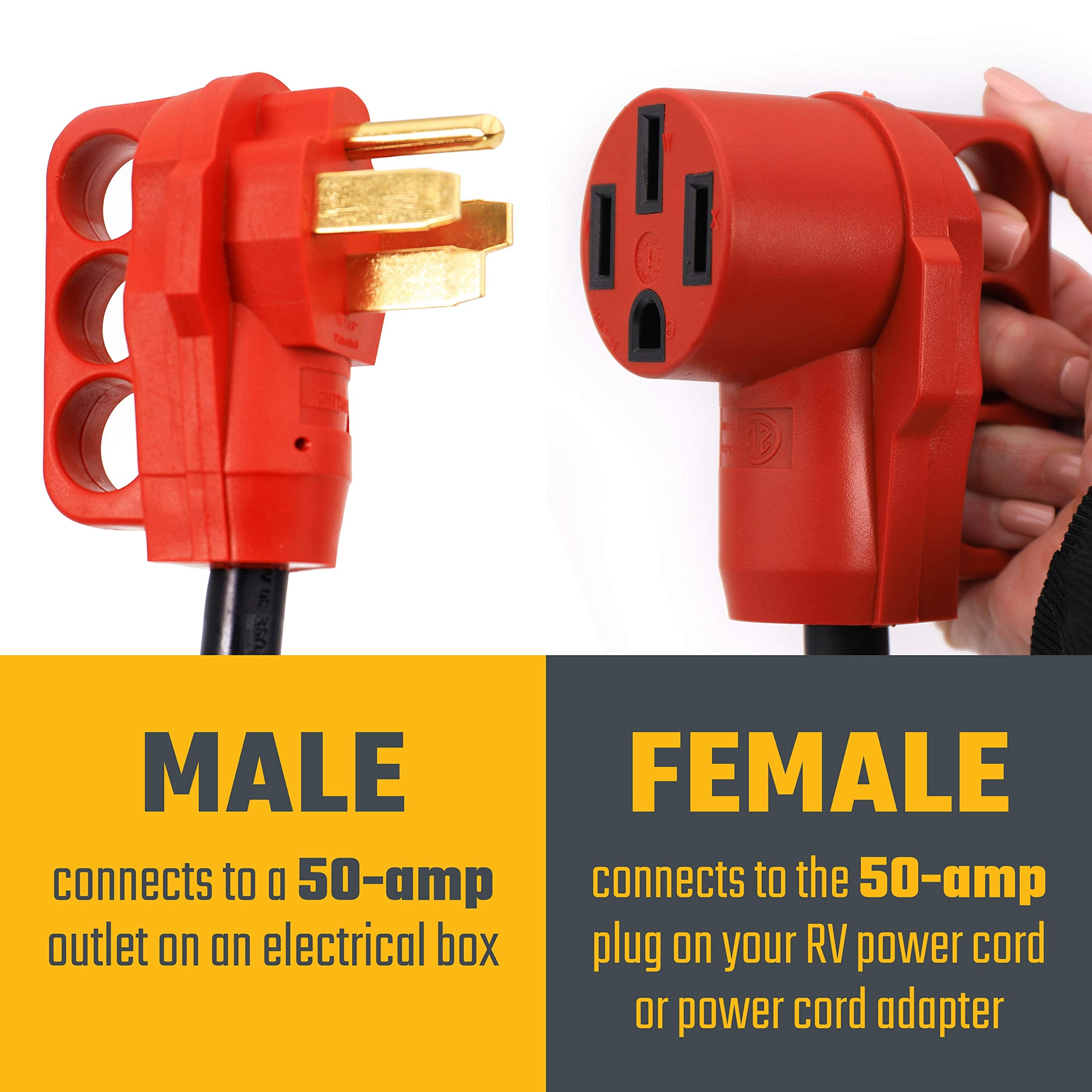 Valterra A10 5050Eh Mighty Cord Rv 50 Amp Extension Cord, 50 Ft., Red