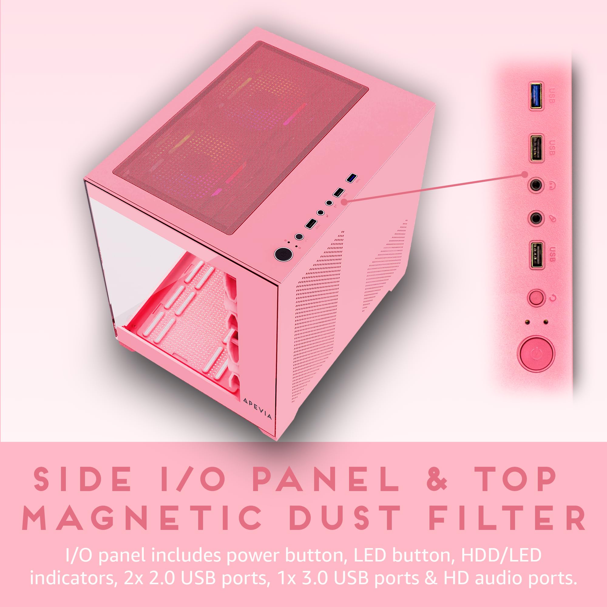 Apevia Prism Pk Prism Micro Atx Gaming Pc Cube Case W/ 5X 120Mm Argb Fans, 366 Rgb Modes, Dual Tempered Glass Panels, 240Mm Radi