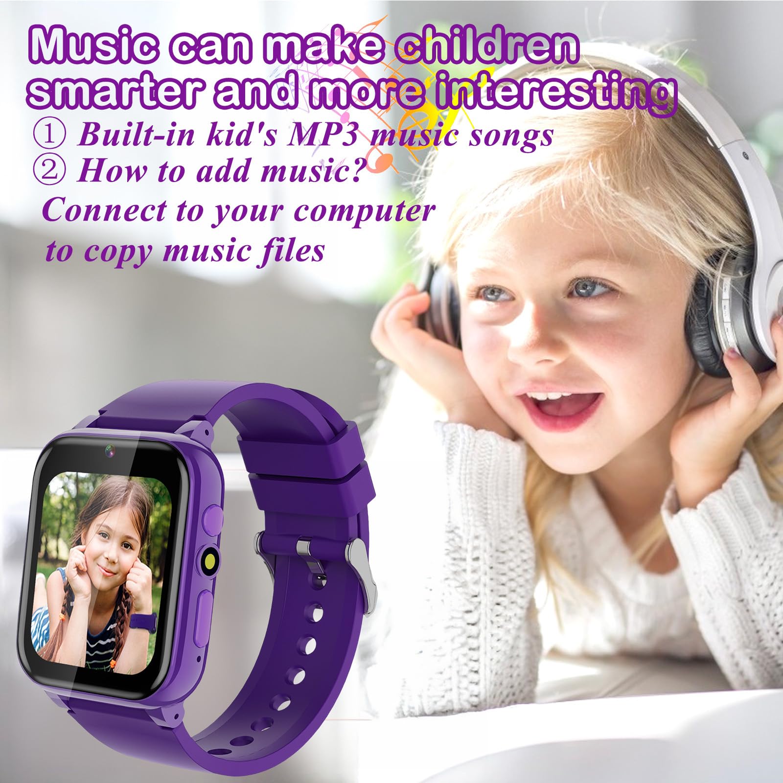 Ichomke Smart Watch For Kids, Girls Boys Smartwatch With 26 Games Camera Video Recorder And Player, Pedometer Calendar Flashligh