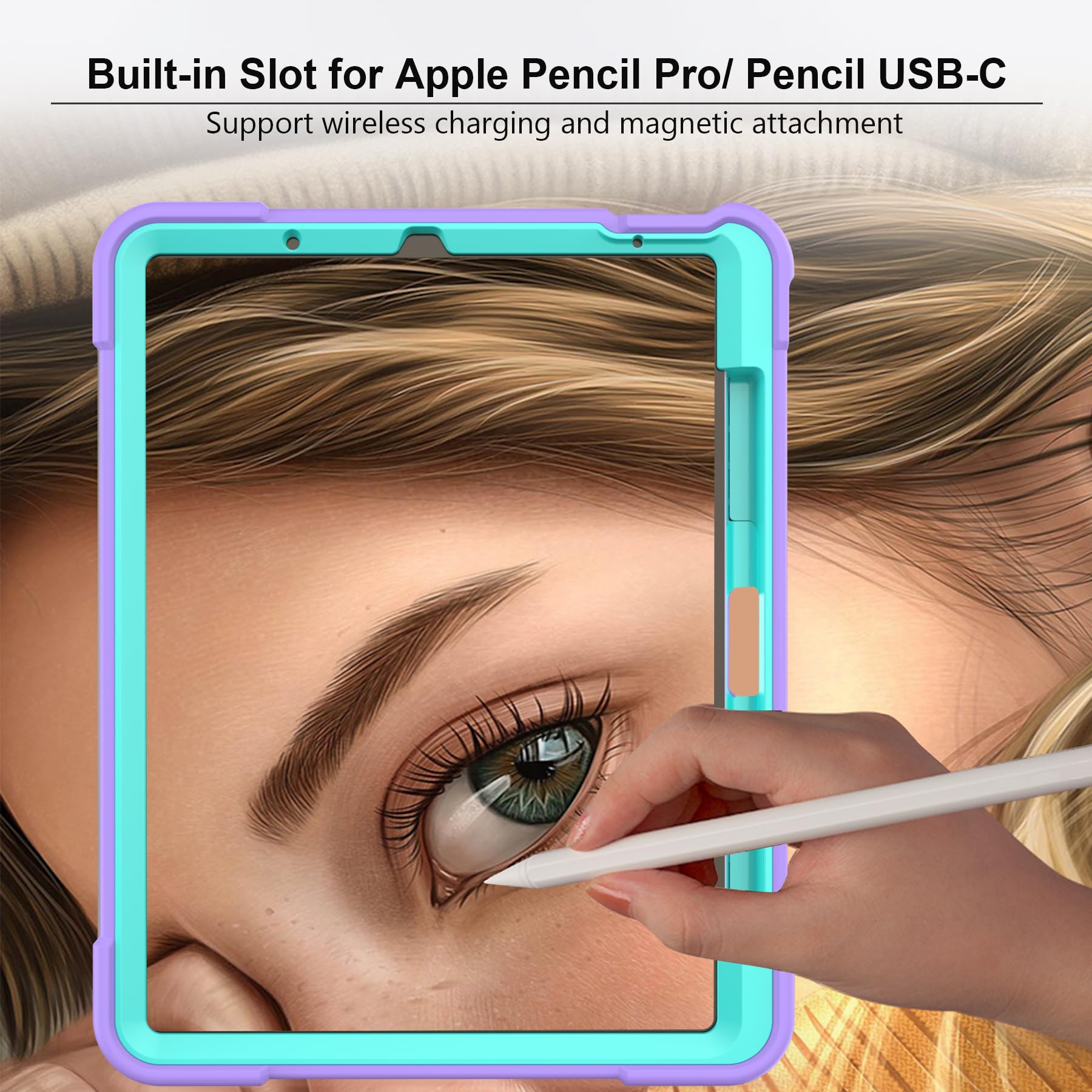 Rantice Ipad Air Case 11 Inch M2 (2024) /Ipad Air 5Th/4Th Gen 10.9'', Shockproof Rugged Case With Kickstand & Pencil Holder, Dro