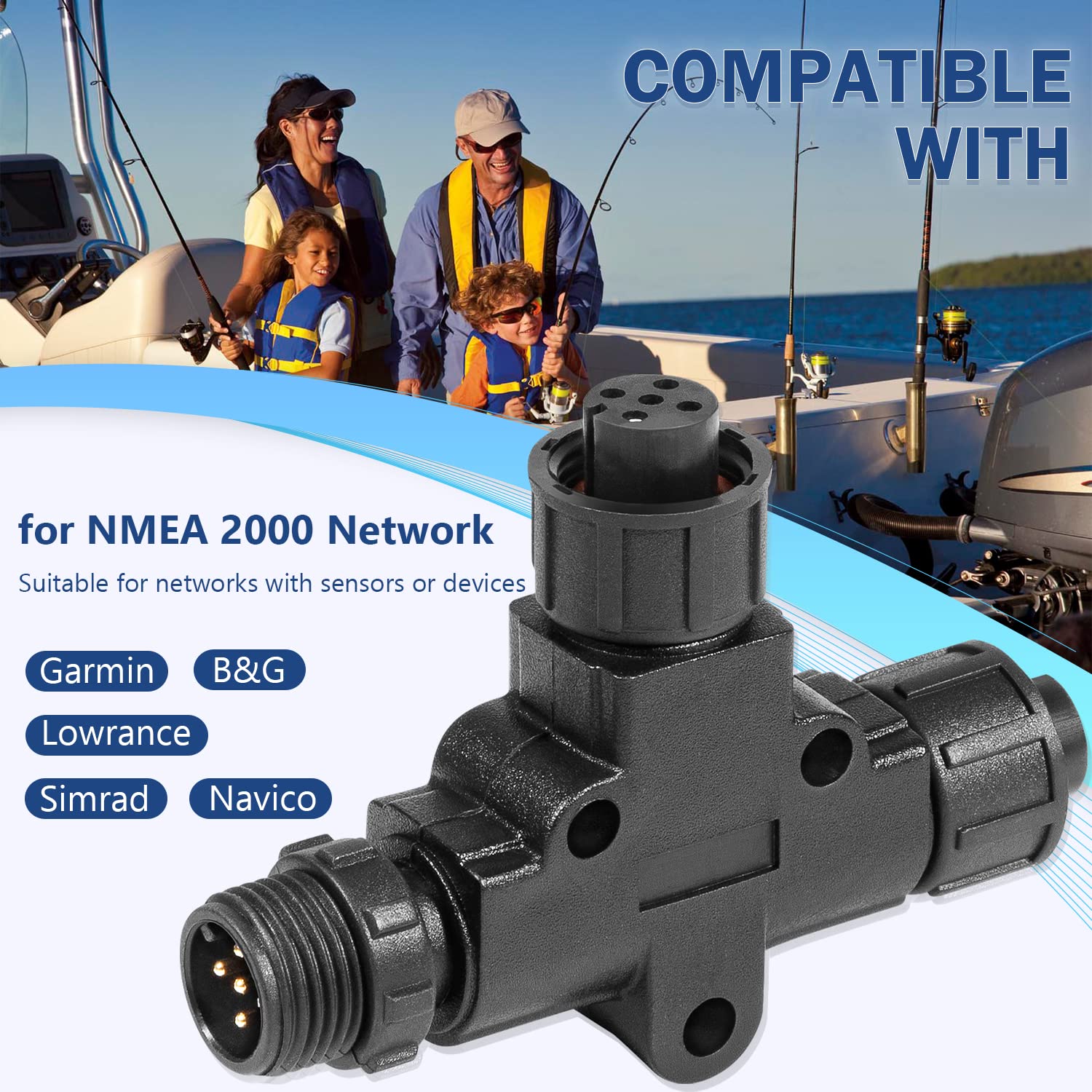 Nmea 2000 (N2K) (Tee) T Connector For Garmin Lowrance Simrad B&G Navico Networks Waterproof Plugandplay Boat Accessories
