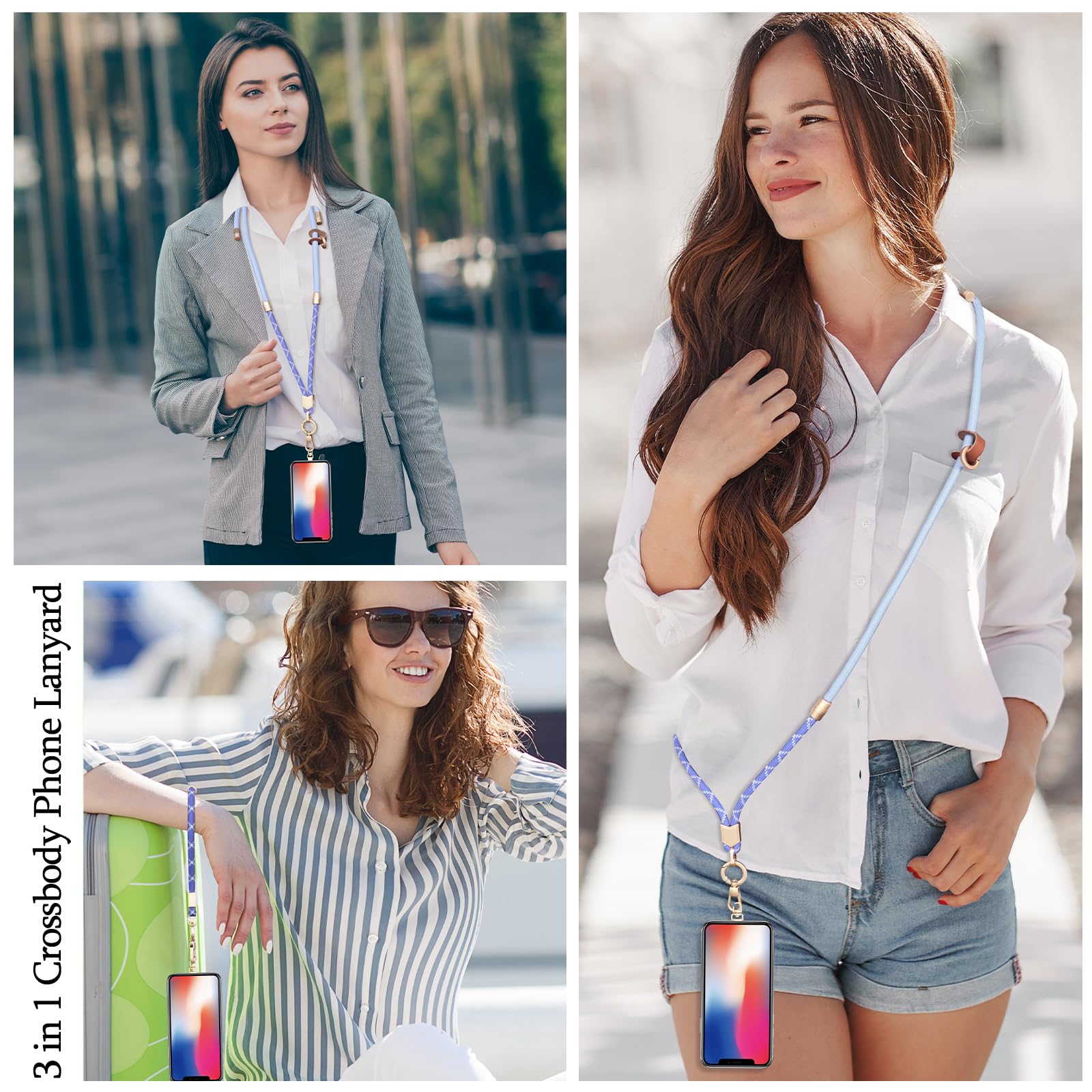 Yiflin 3-In-1 Two-Toned Phone Lanyard, Adjustable Crossbody Phone Strap With Phone Tether Tab, Versatile Anti-Theft Neck & Wrist