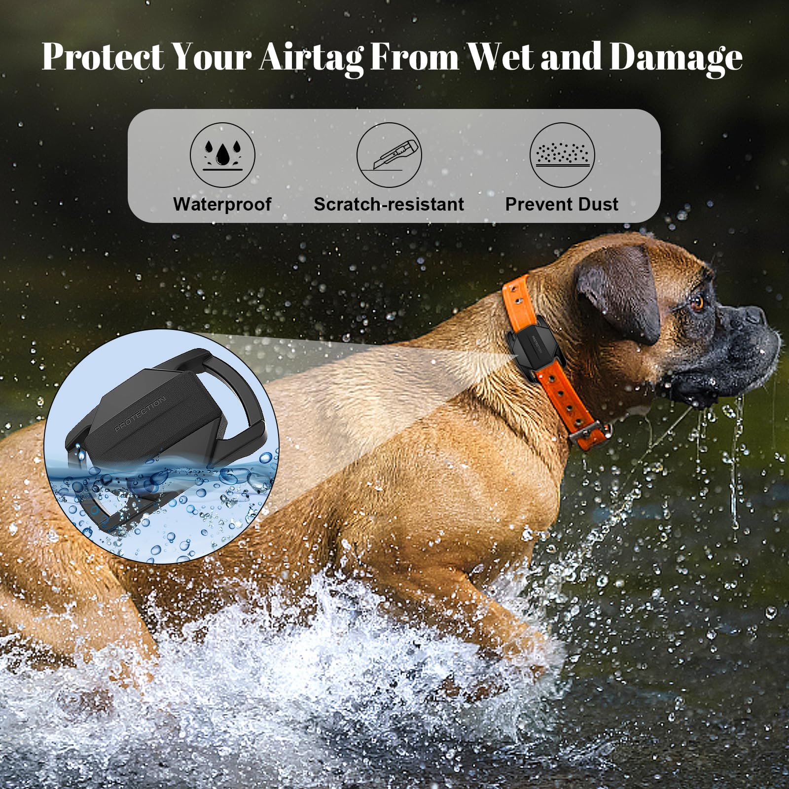 Sankala Airtag Dog Collar Holder, [2 Pack] Waterproof Airtag Case For Dog Collar, Tpu & Silicone Full Body Covered Anti Lost App