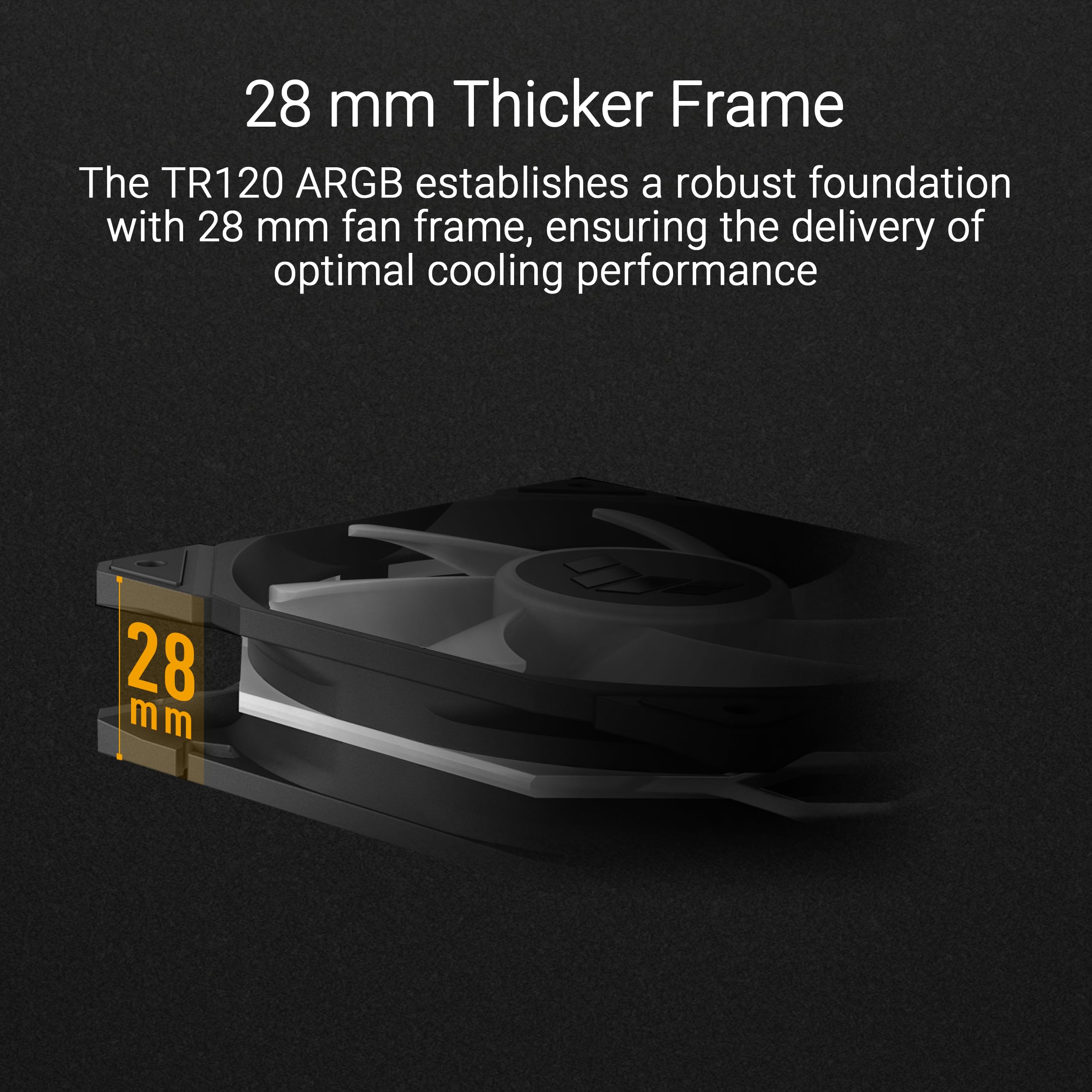 Asus Tuf Gaming Tr120 Argb Reverse Fan   Black   Triple Pack Higher Cooling Performance Extra Thick 28Mm Fan Frame, Exclusive Do
