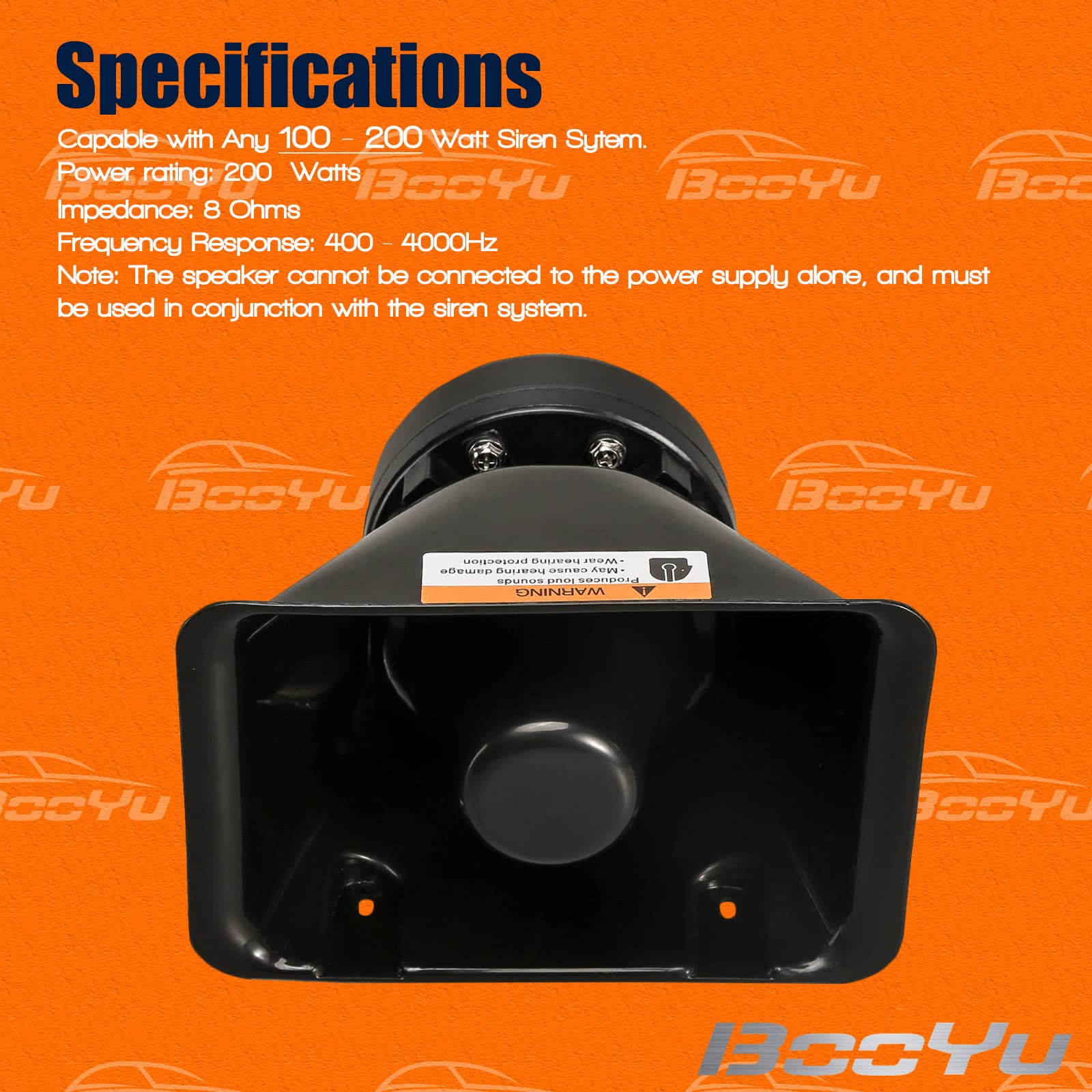 Booyu 200 Watt Rectangle High Performance Pa Siren Horn Speaker [8 Ohms] [125 135 Db] [Ip66 Waterproof] [Compatible With 100 200