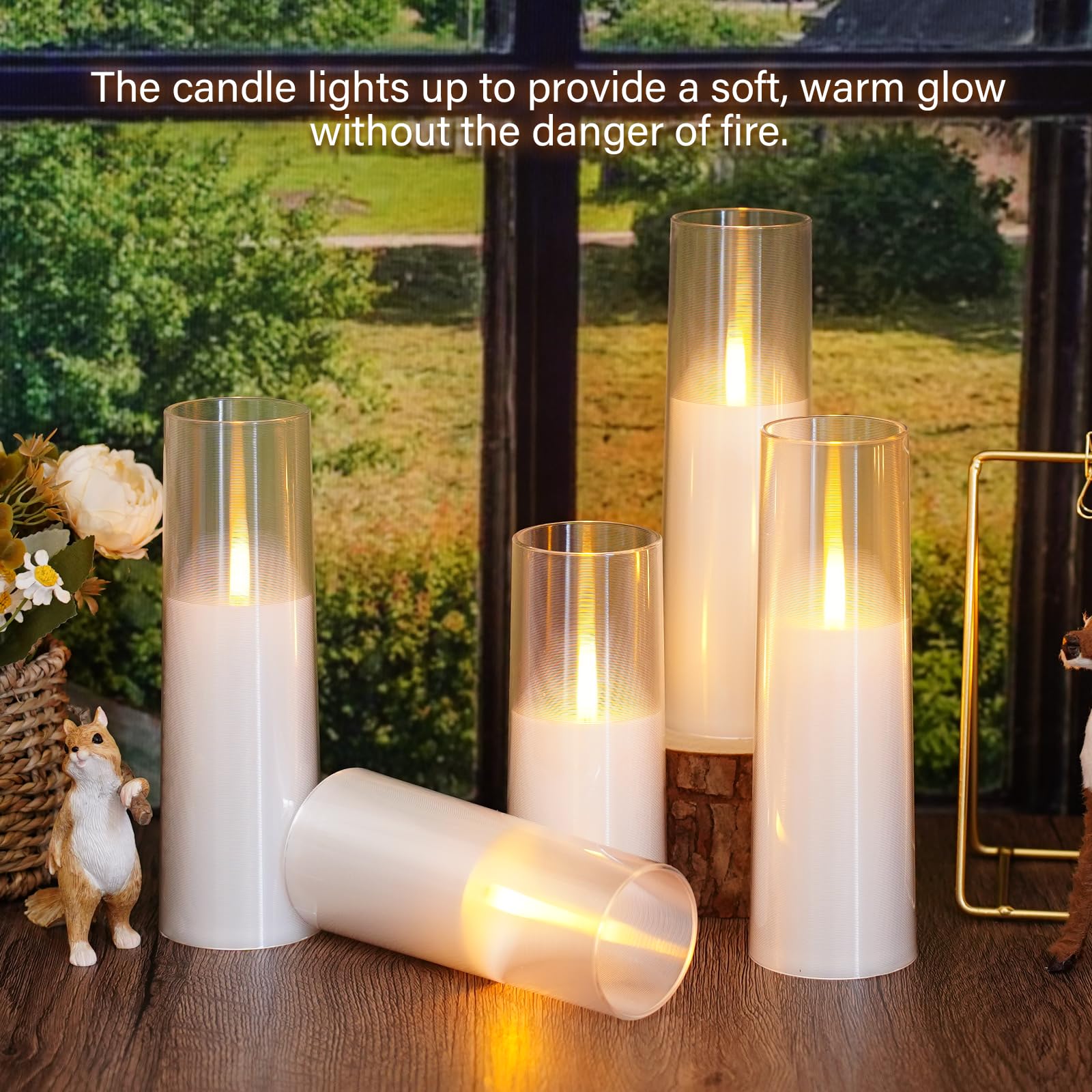 Eebuss Flameless Candles,Battery Operated, Flameless Candles With Remote,Raster Texture Besign 2/4/6/8 Hour Timer, Flickering Fl
