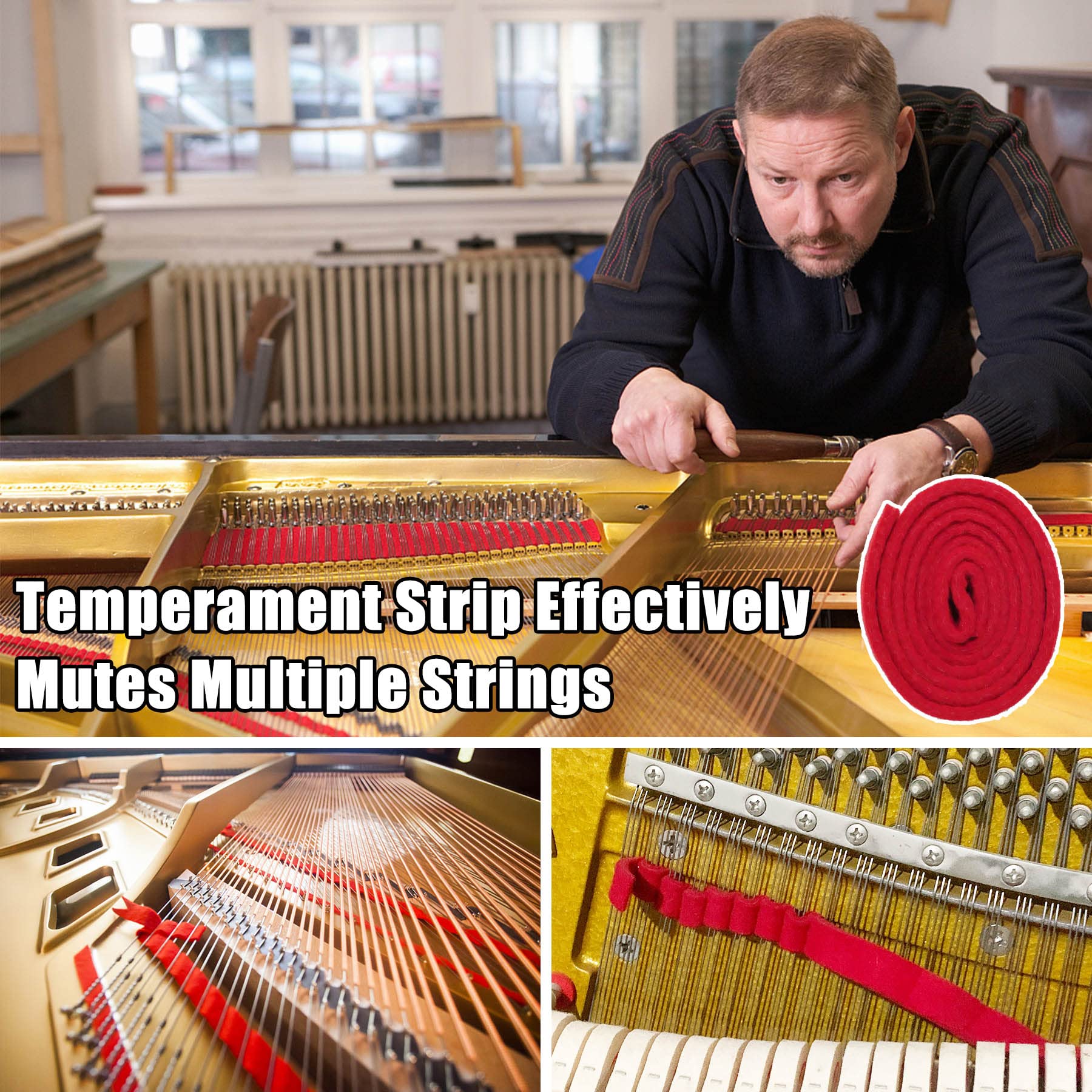 Professional Piano Tuning Kit, Piano Tuner Hammer Mute Kit Tools, Piano Tuning Lever Tools With Case, 6 Pcs