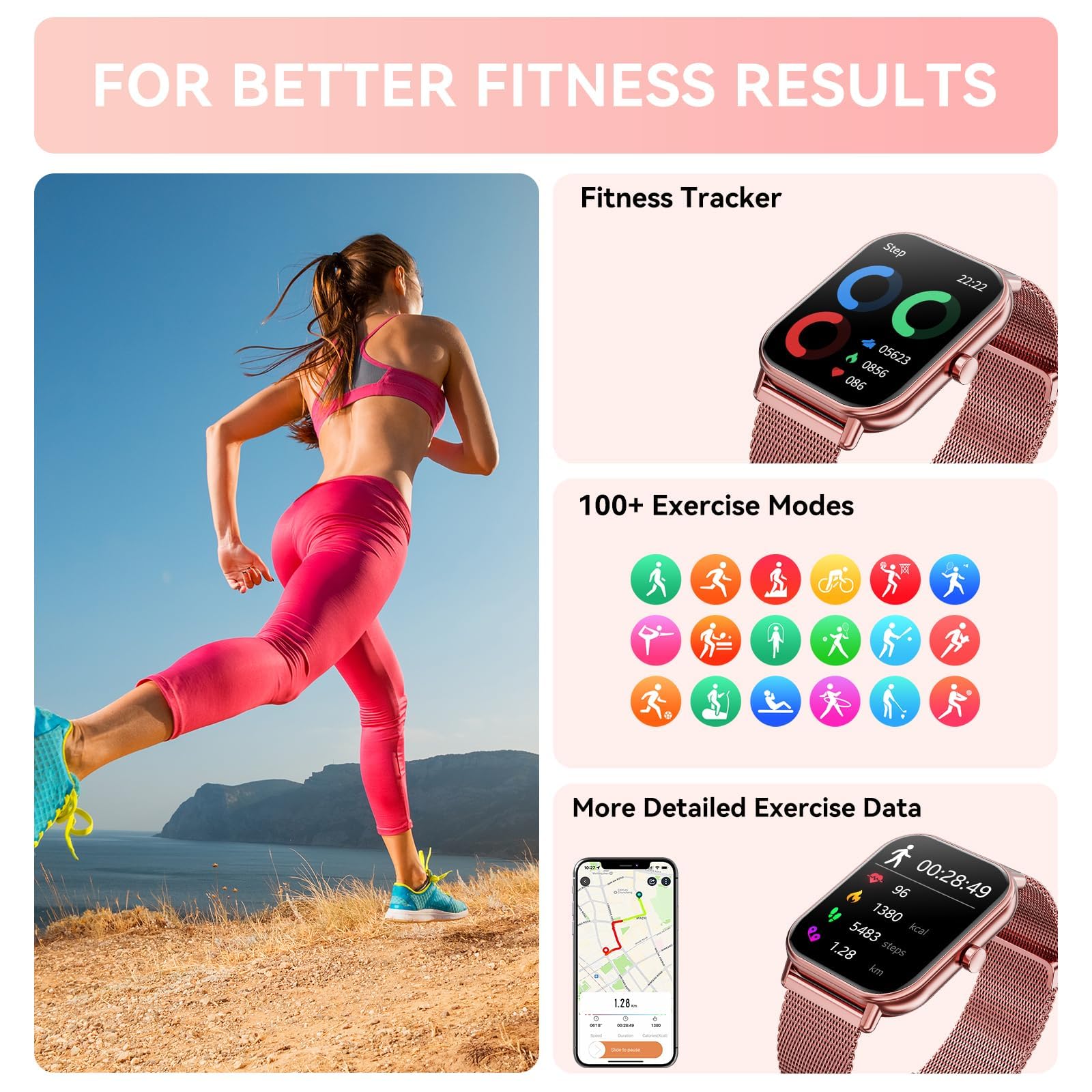 Smart Watch For Women Men, Fitness Tracker Watch For Android Phones Iphone Compatible, 1.85 Smart Watches For Women Men With Blo