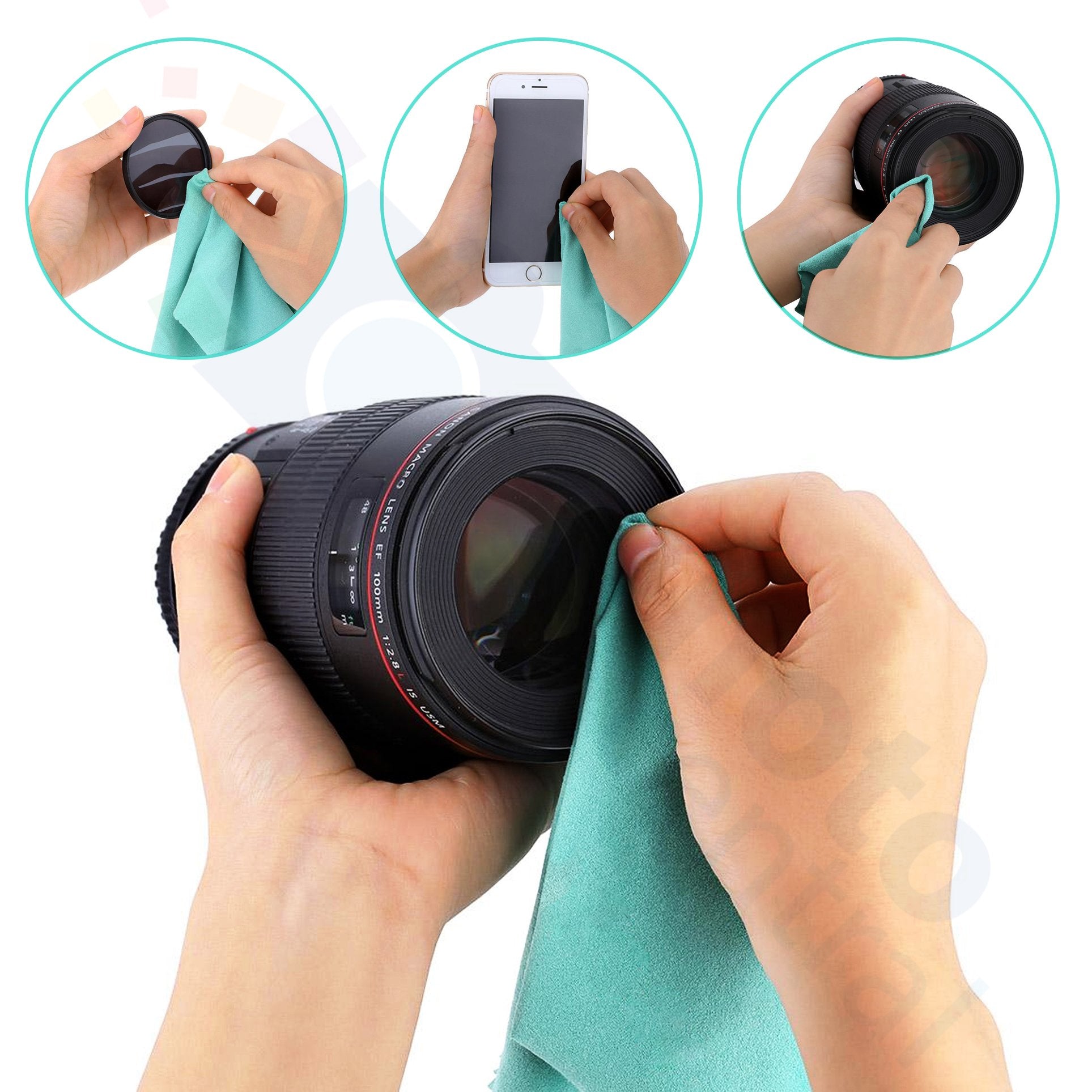 Front Center Pinch Lens Cap Cover Protector + Cap Keeper + Cleaning Cloth For Quantaray 28 90Mm F/3.5 5.6 Lens
