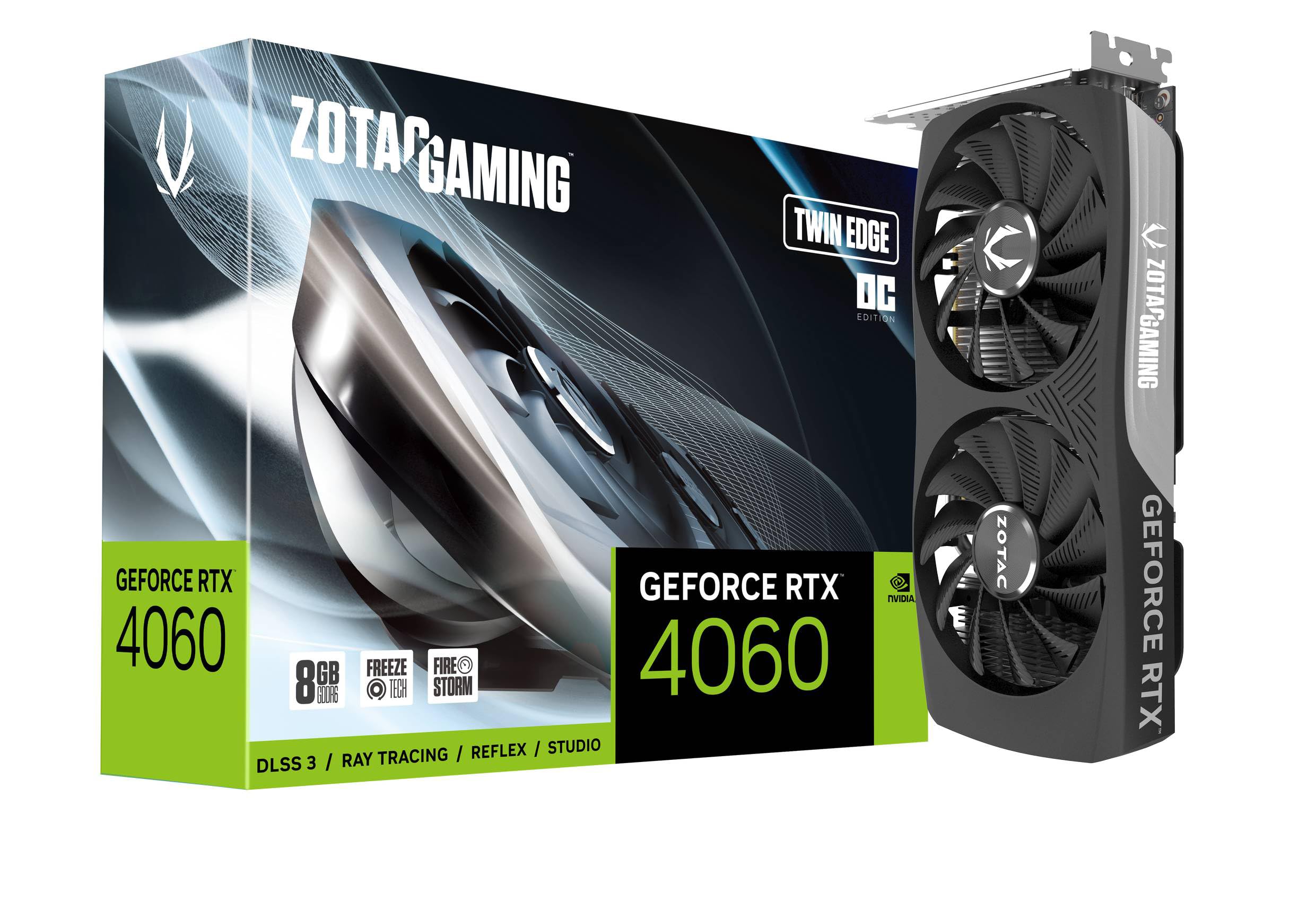 ZOTAC Gaming GeForce RTX 4060 8GB Twin Edge OC DLSS 3 8GB GDDR6 128-bit 17 Gbps PCIE 4.0 Compact Gaming Graphics Card, ZT-D40600