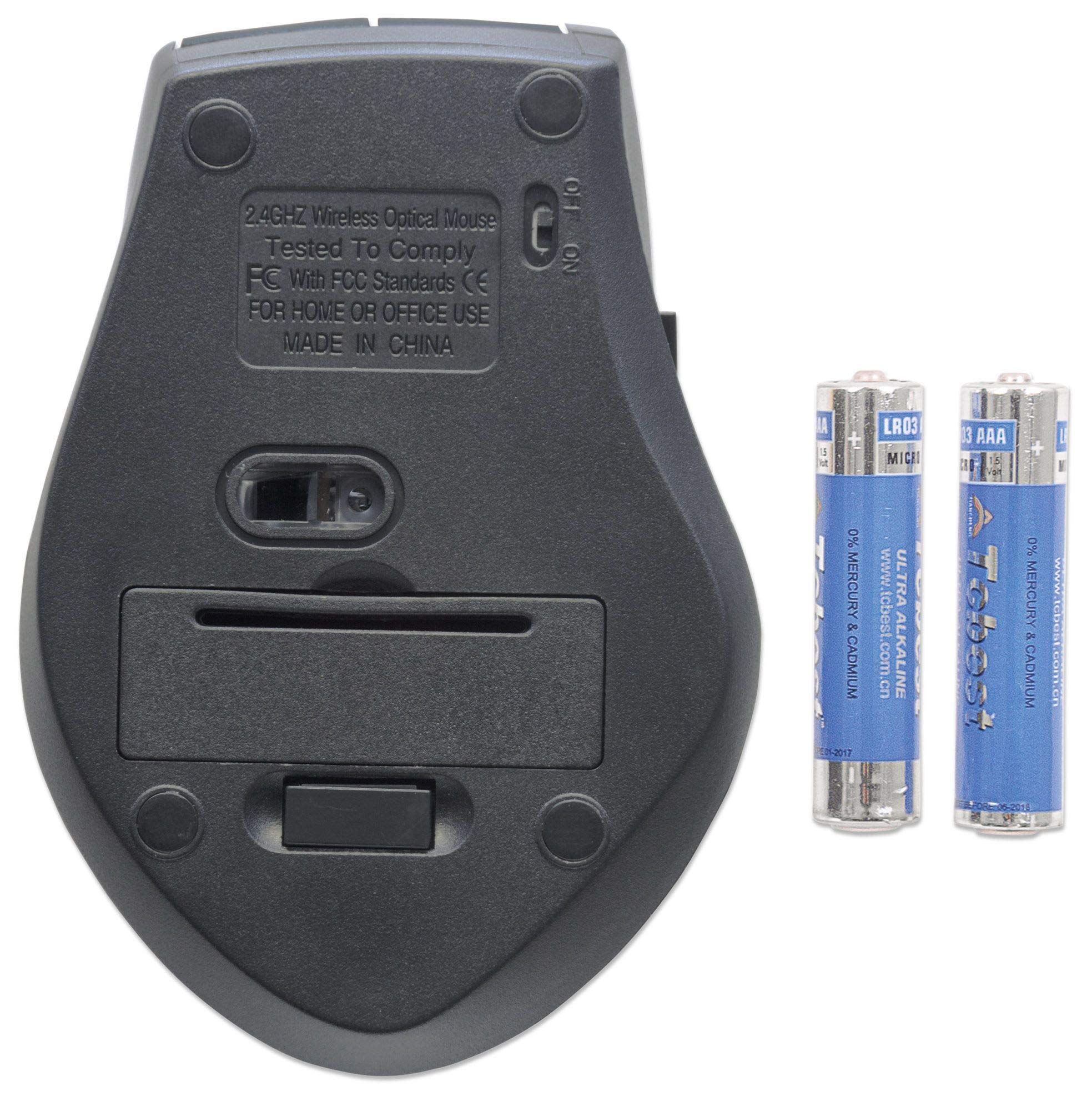 Manhattan Curve Wireless Optical Mouse   With Auto Power Management   For Laptops & Computers   Black, 179386