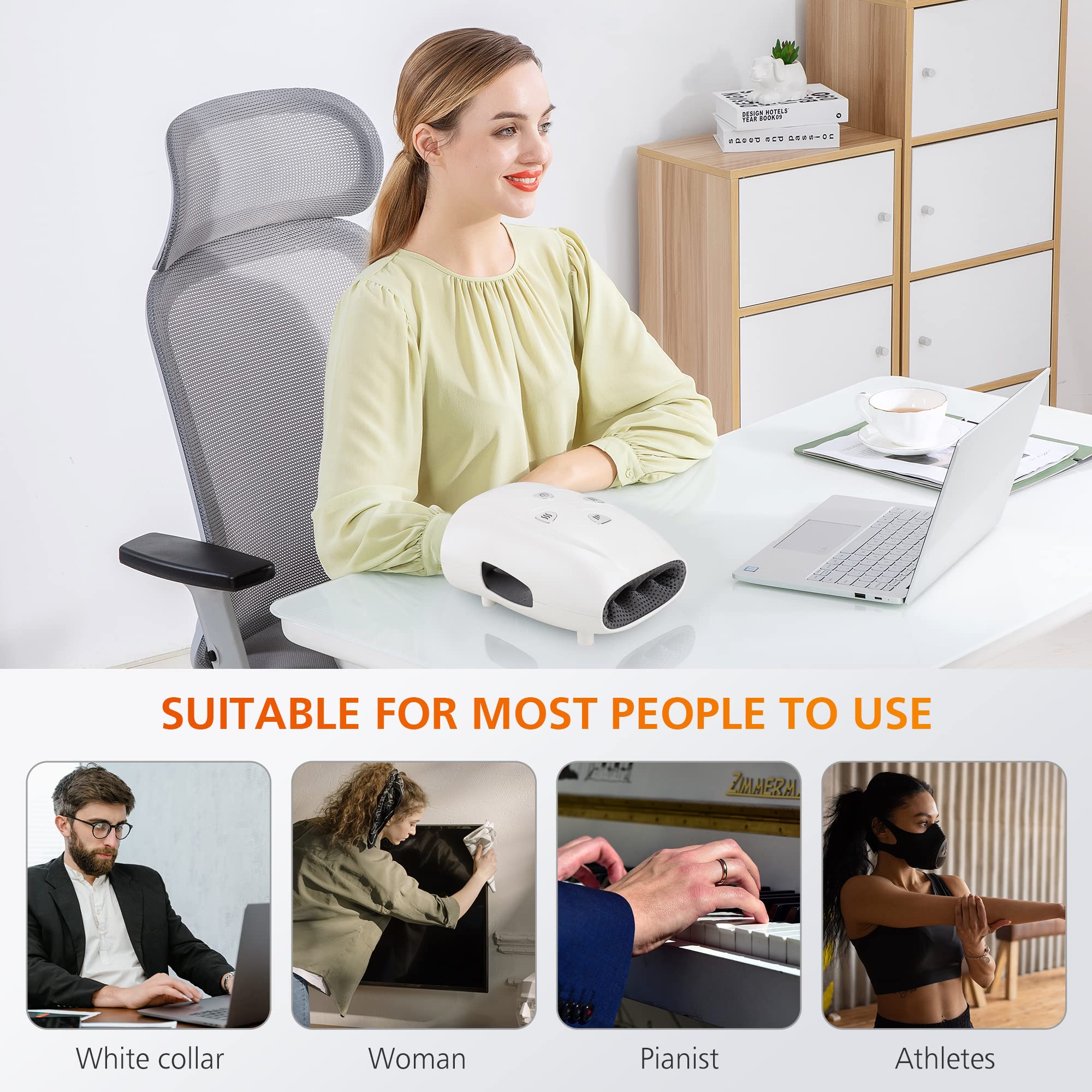 Snailax Hand Massager With Heat And Compression, Vibration, Cordless Hand Massager, 3 Compression Intensities, Rechargeable, Gif