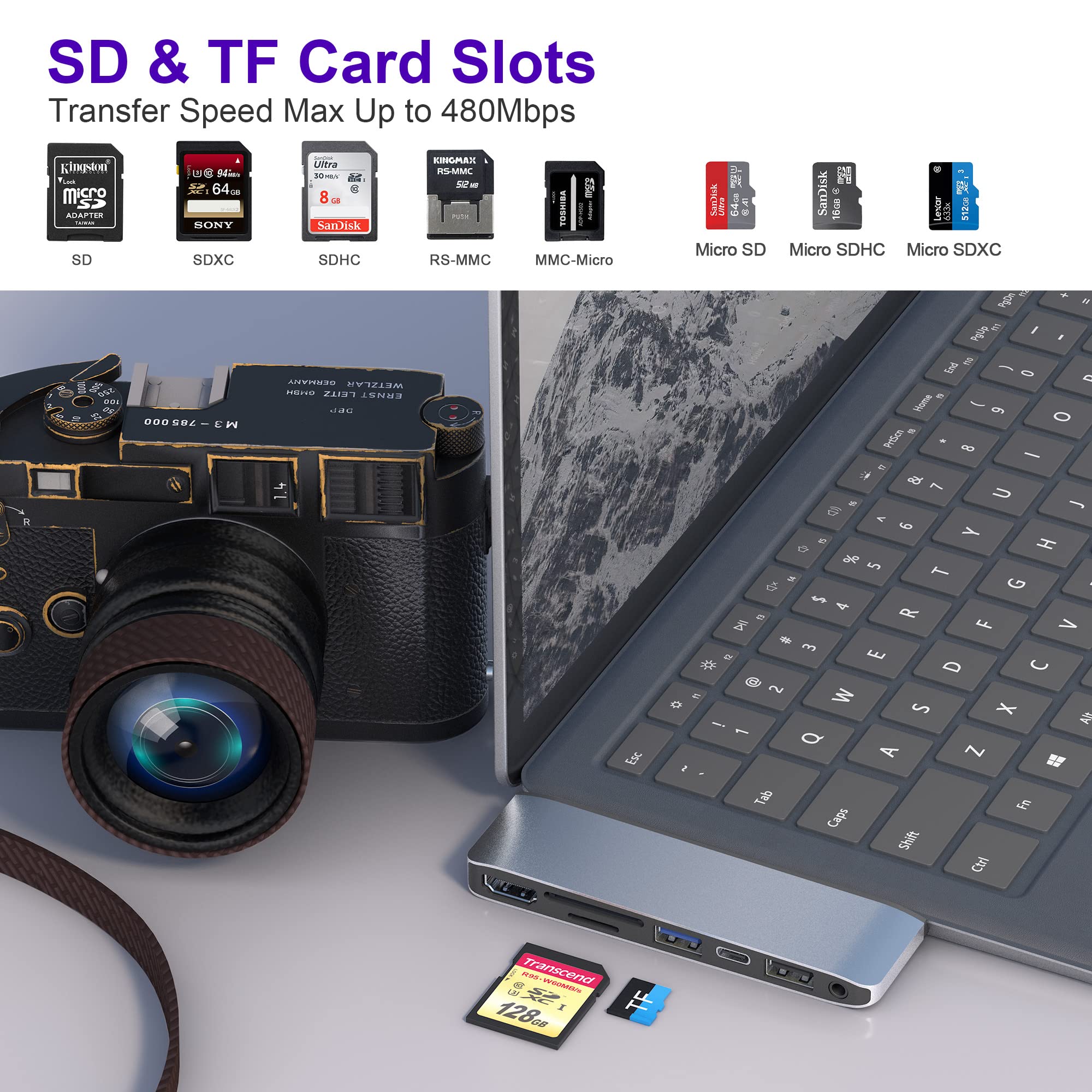 Surface Laptop 2 Docking Station, Microsoft Surface Laptop 2 Usb Hub With 4K Hdmi, Usb 3.0, Usb C, Usb 2.0, Sd Card Slot, Tf Car