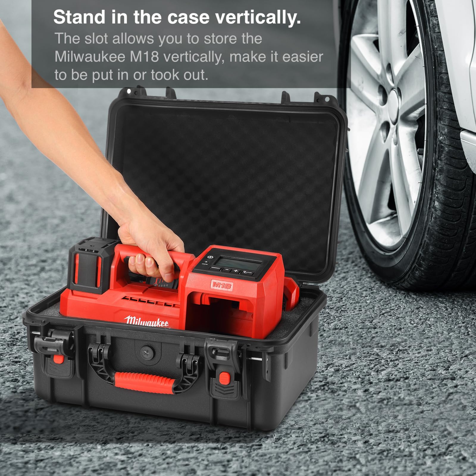 Zenacce Waterproof Hard Case Compatible With Milwaukee M18 Inflator 2848 20, Air Compressor Carrying Case For Milwaukee Tools, C