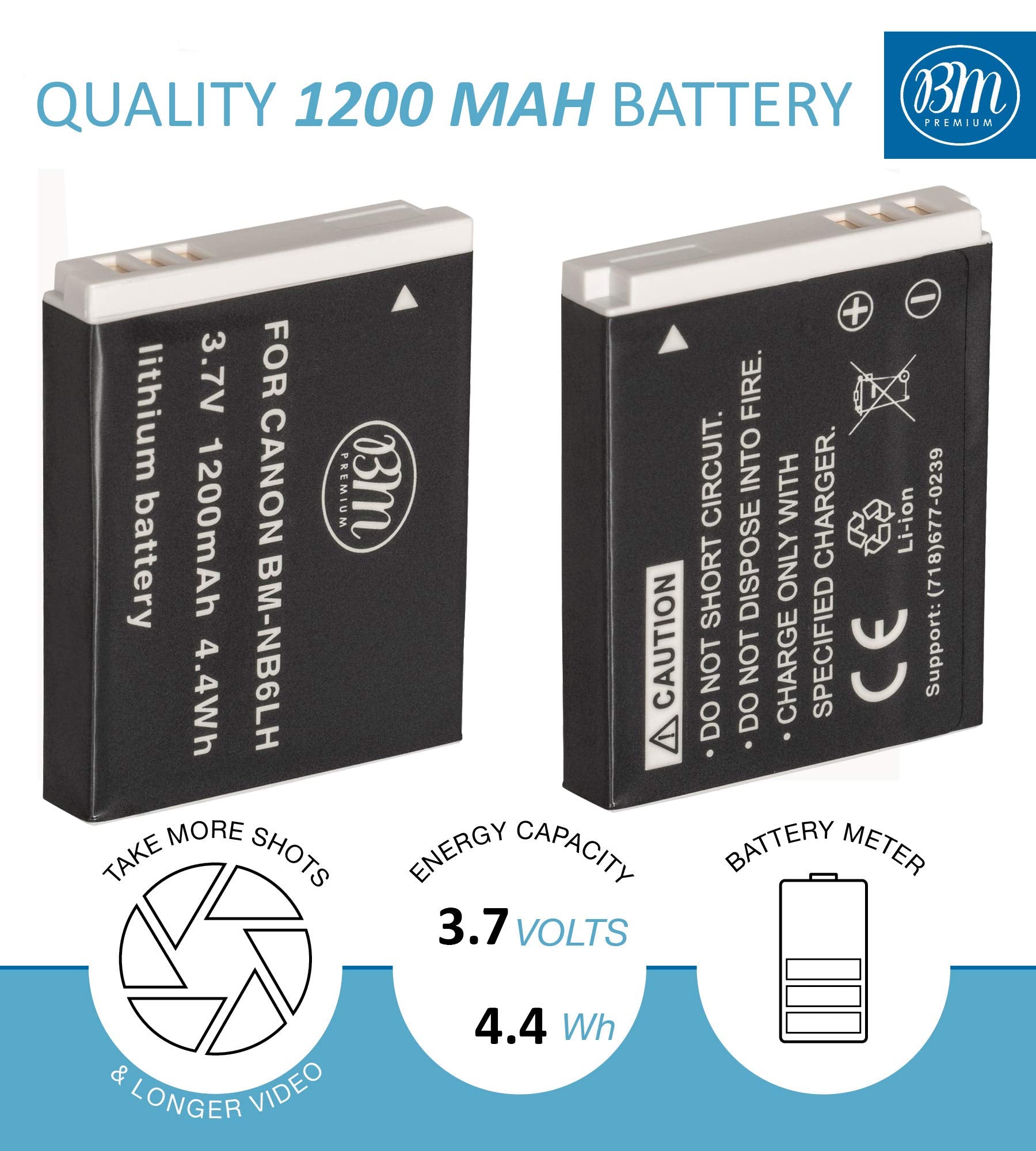 BM 2 Pack NB 6L, NB 6LH Batteries and Dual Battery Charger for Canon PowerShot S120, SX170, SX260, SX280, SX500, SX510, SX520, SX530, SX540, SX600, SX610, SX700, SX710, ELPH 500, D10, D20, D30 Camera