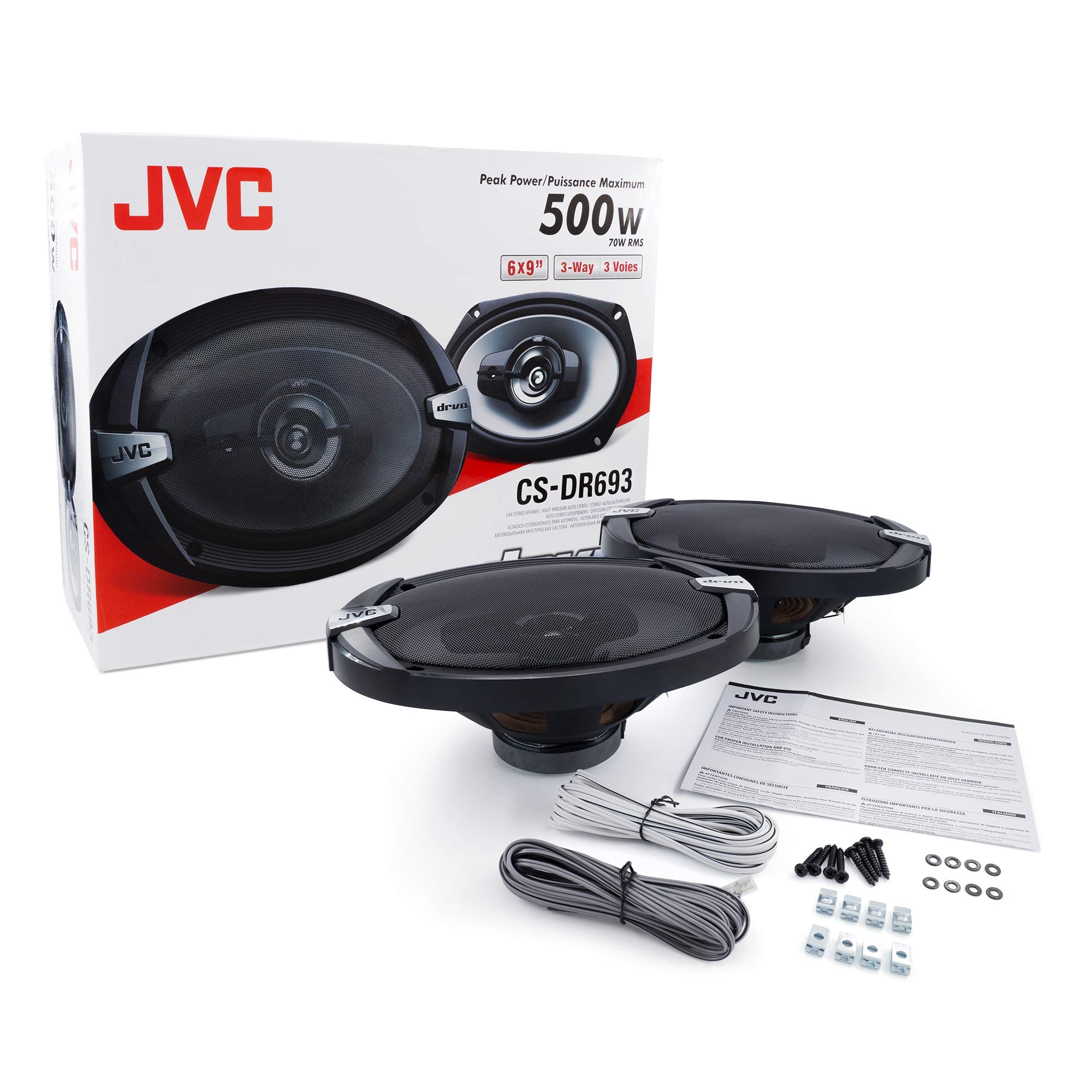 Jvc Cs-Dr693 Drvn Car Speakers - 500 Watts Of Power Per Pair, 250 Watts Each, 6 X 9 Inch, Full Range, 3 Way, Built Tough, Sold I
