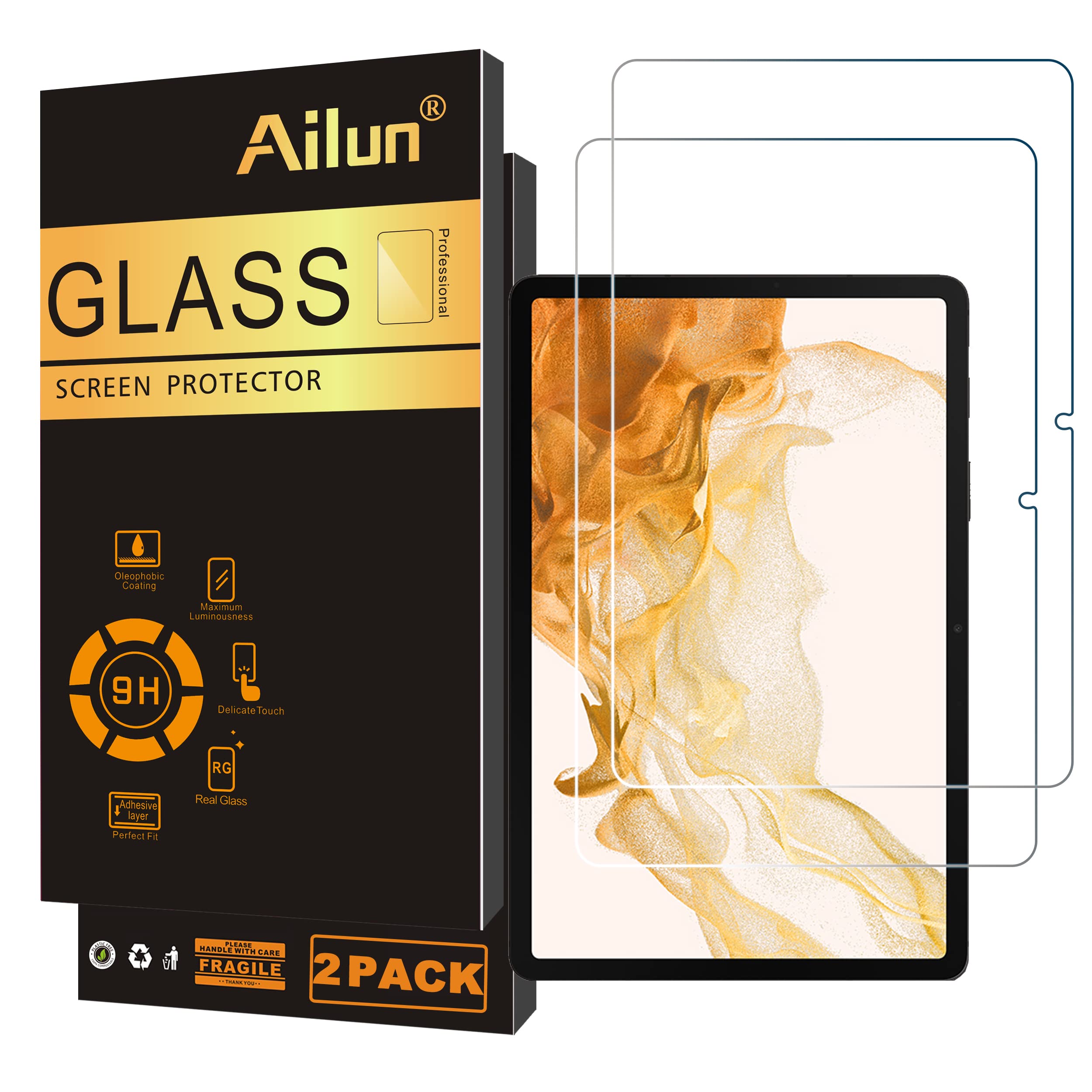 Ailun Screen Protector For Galaxy Tab S8 Plus/Galaxy Tab S7 Fe 2021/ Galaxy Tab S7 Plus/Galaxy Tab S7+, 12.4 Inch 2Pack Tempered