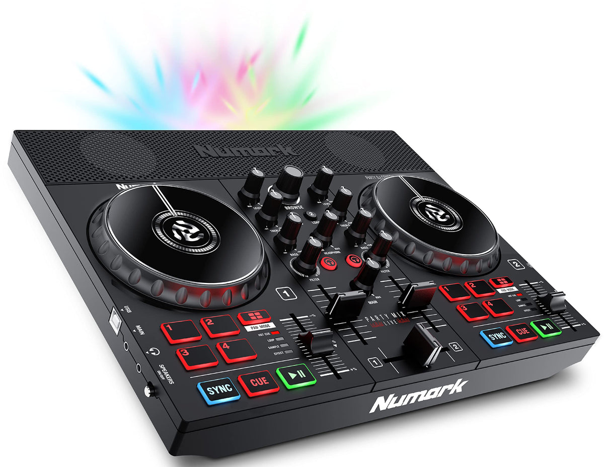 Numark Party Mix Live   Dj Controller With Built In Speakers, Party Lights And Dj Mixer, Complete Dj Set With Mixer And Audio In