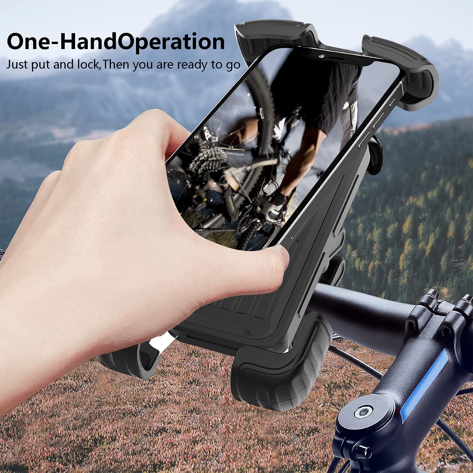 Marspeeder Bike Motorcycle Phone Mount, ?Super Stable Metal? Bike Motorcycle Phone Holder With Security Lock, Bicycle Phone Moun