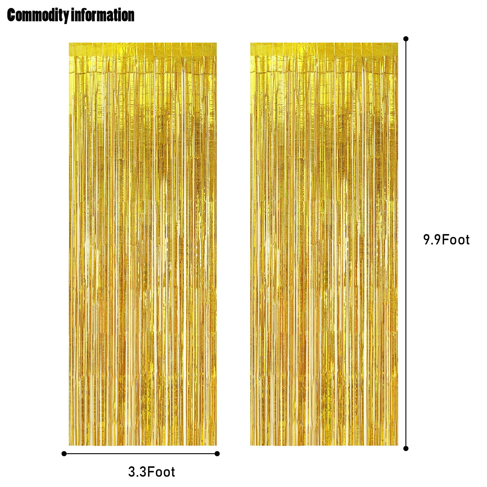 Canrevel 2 Pack 3.3X8.2 Feet Laser Gold Foil Fringe Backdrop Curtains, Tinsel Streamers Birthday Party Decorations, Fringe Backd