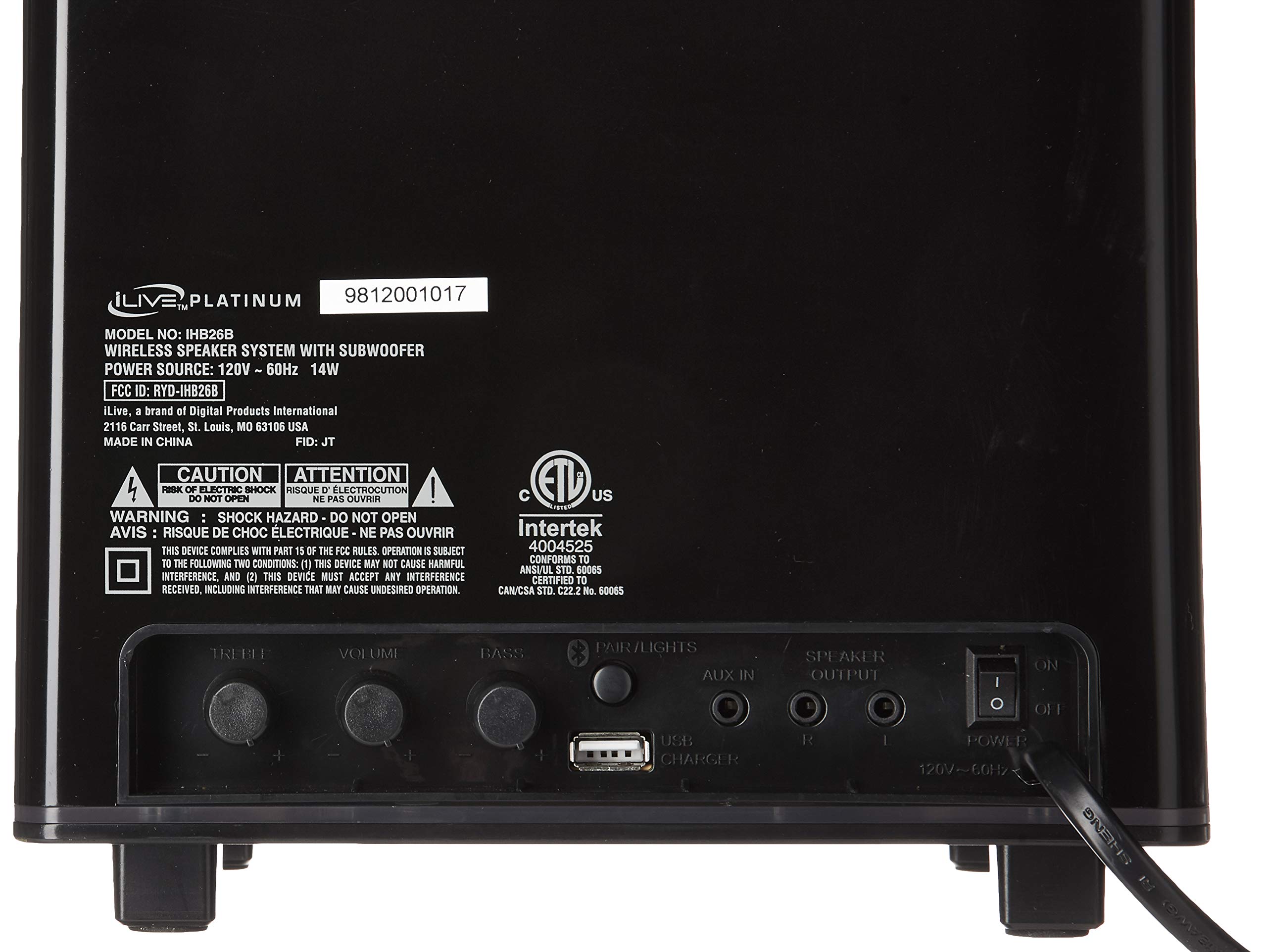 Ilive Bluetooth 2.1 Channel Music System, Black, (Ihb26B)